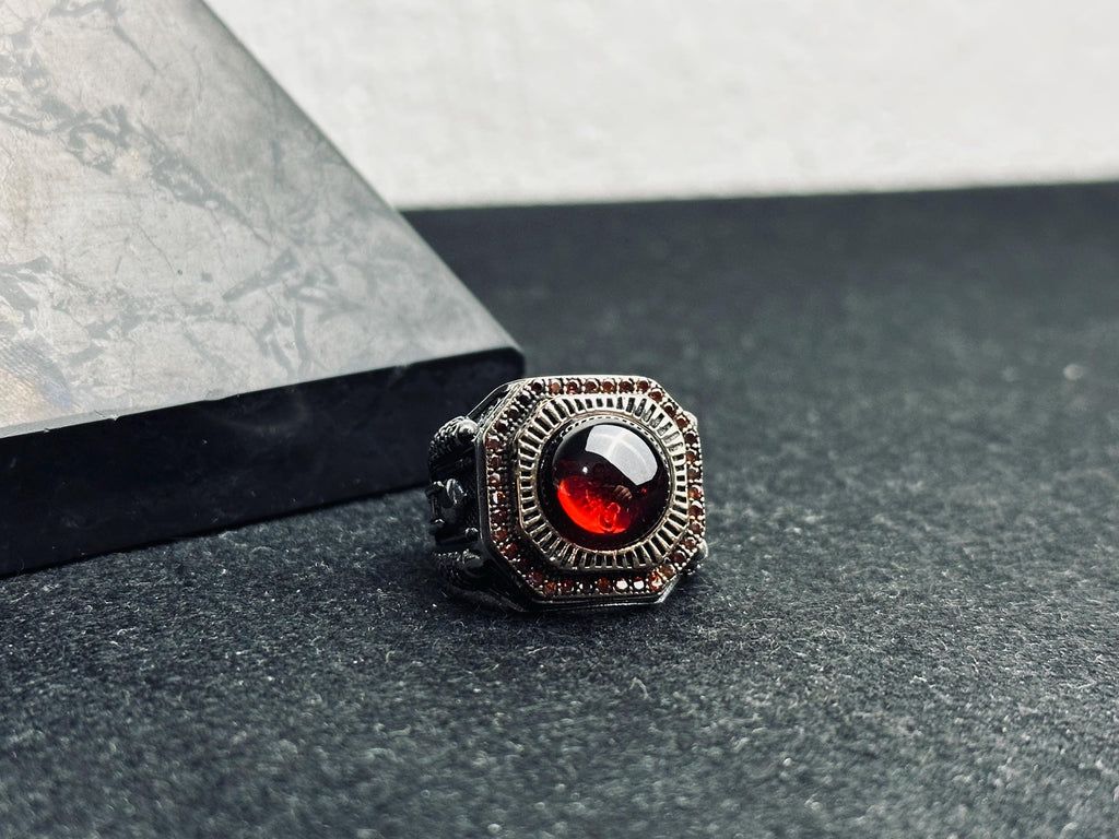 Ruby Signet Ring: Ottoman Style Sterling Silver (Men’s Jewelry)