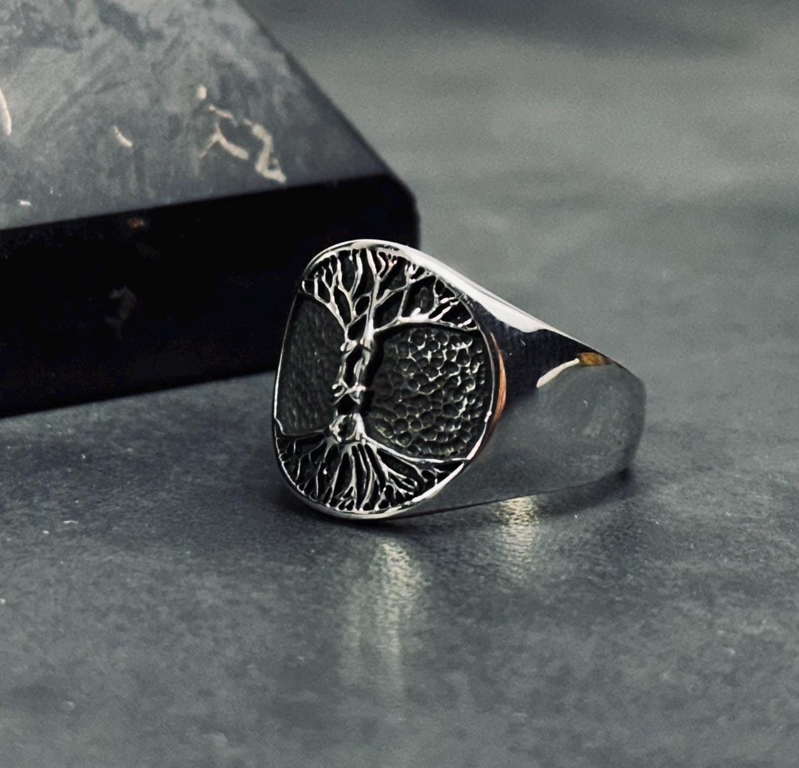 Yggdrasil Tree of Life Ring - Sterling Silver Men's Jewelry