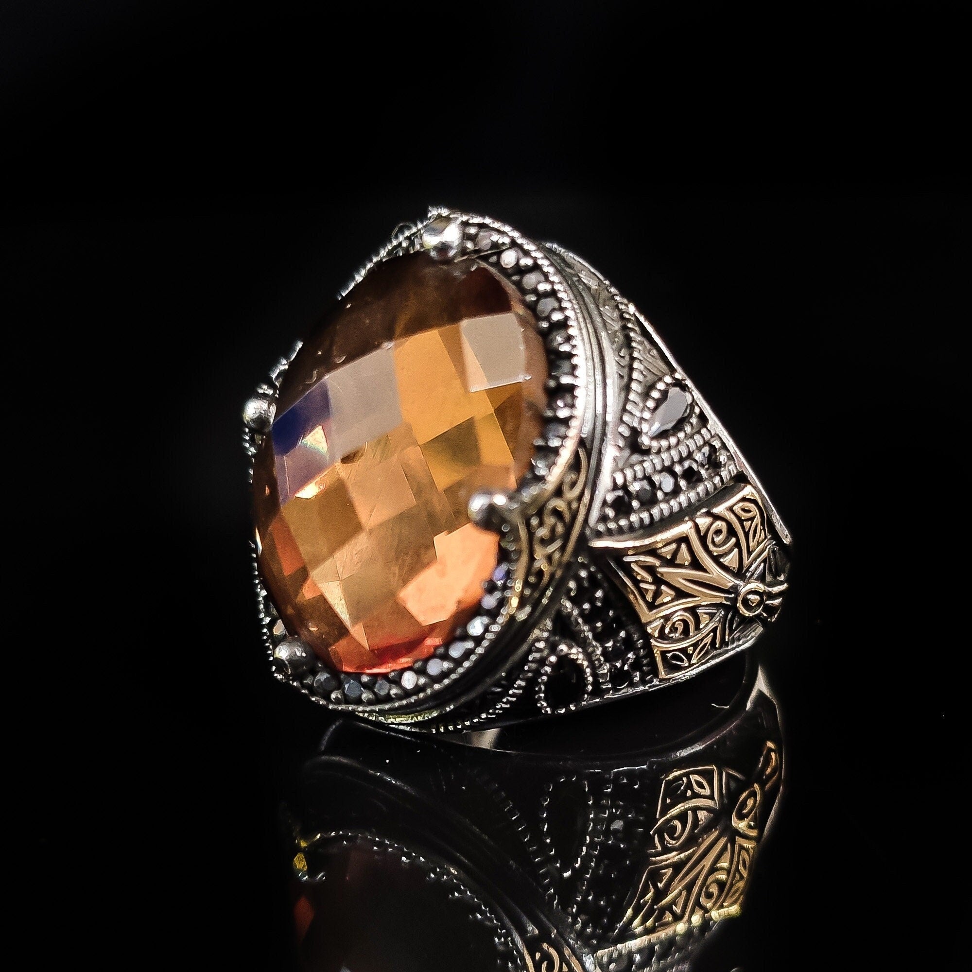 Sterling Silver Ring: Rare Sultanit Gemstone - Handmade Statement Jewelry