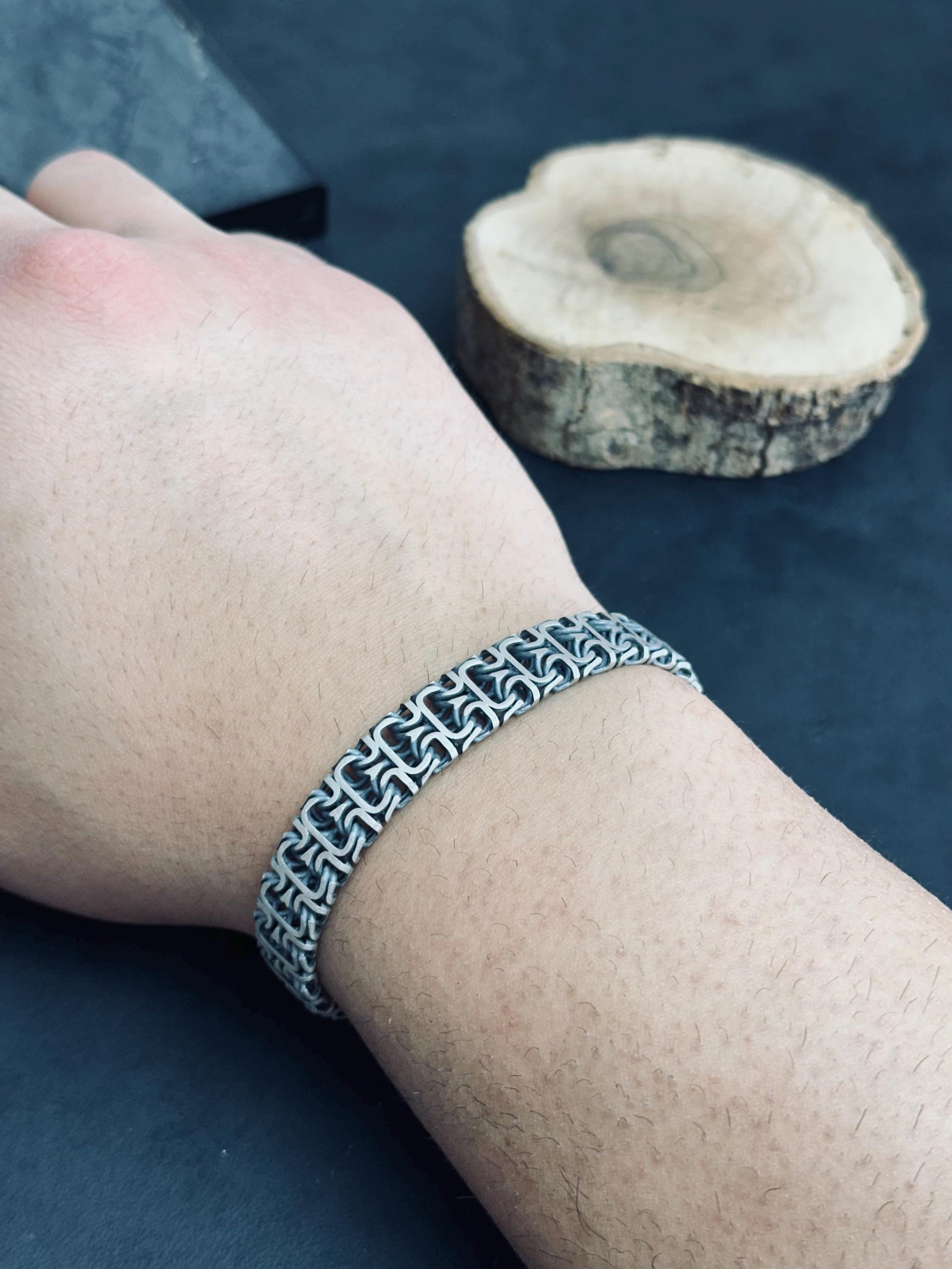 Viking Sterling Silver Bracelet - Bold Franco Link Chain for Men