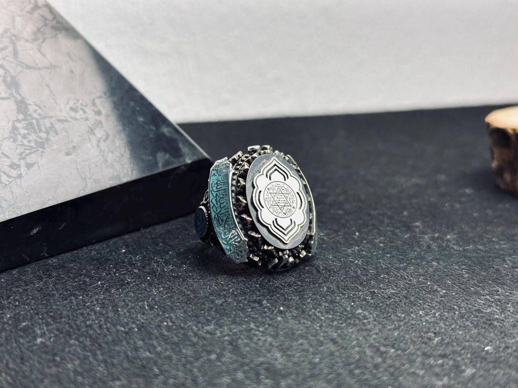 Men’s Solomon Seal Ring: Sterling Silver - Islamic Protection Jewelry