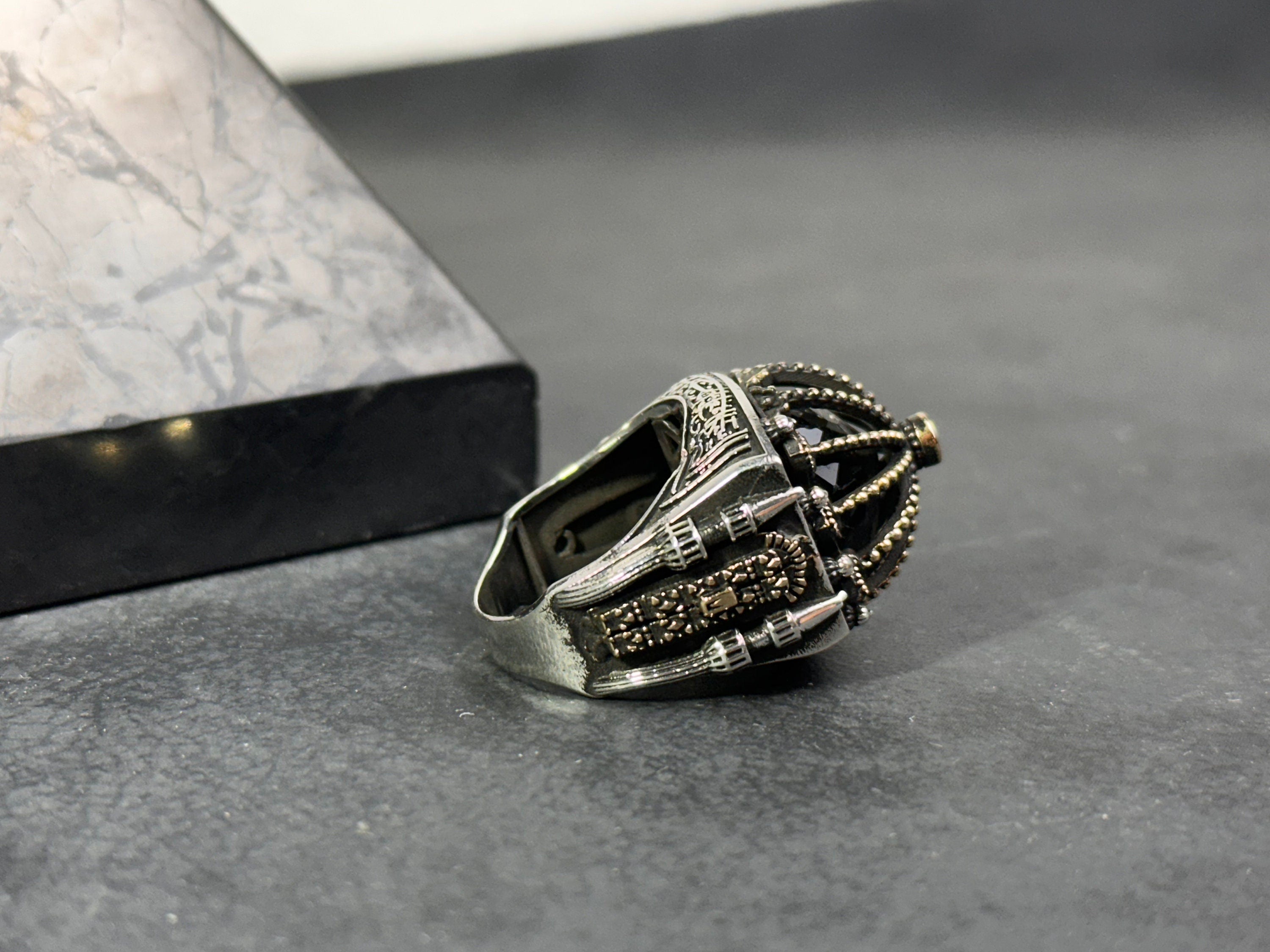 Al Aqsa Mosque Sterling Silver Ring - Oversized Handmade Men's Band