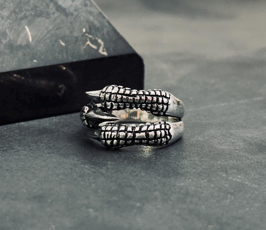 Men's Sterling Silver Claw Ring, Bold Artisan Style (Adjustable)