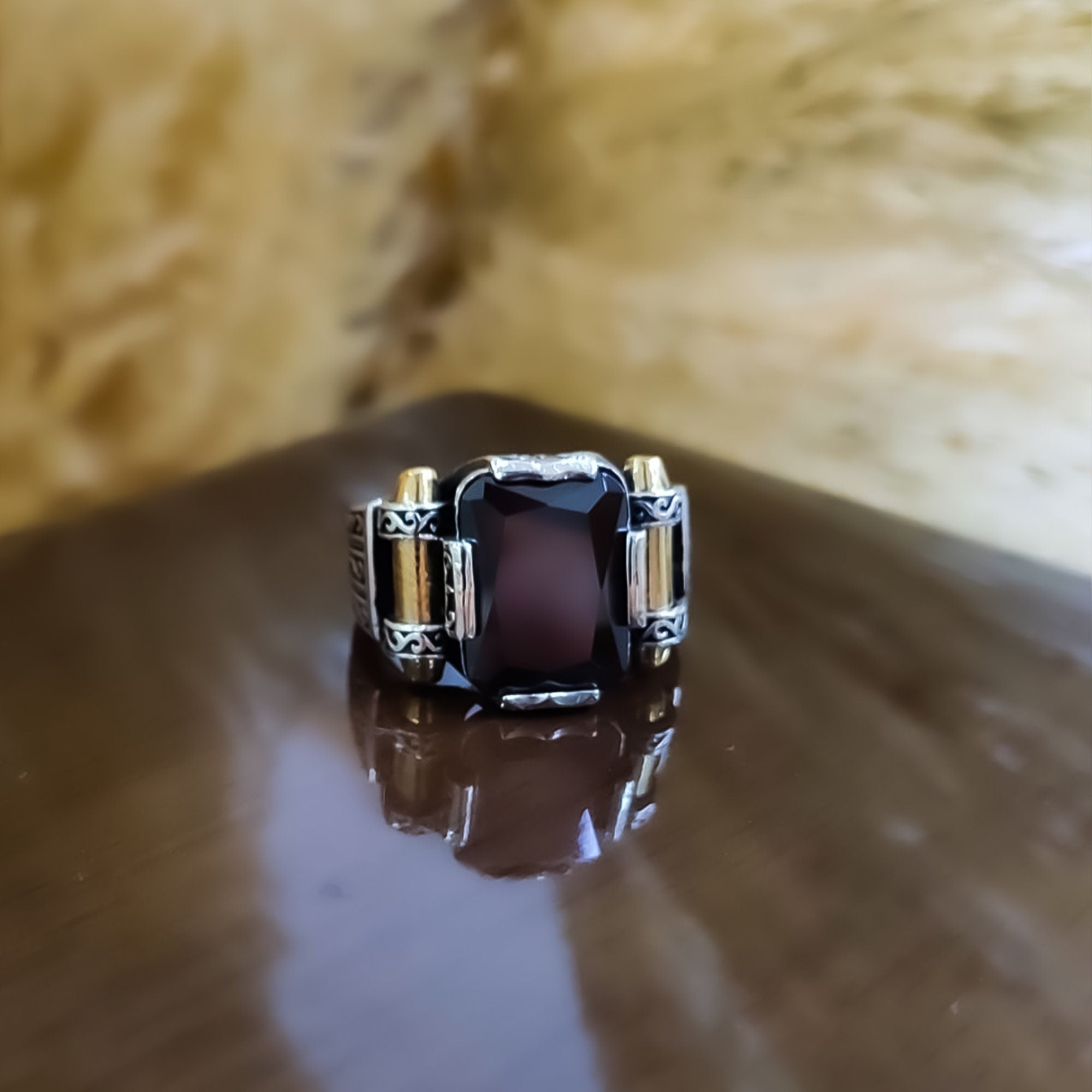 Black Zircon Sterling Silver Ring: Handmade Courage Series