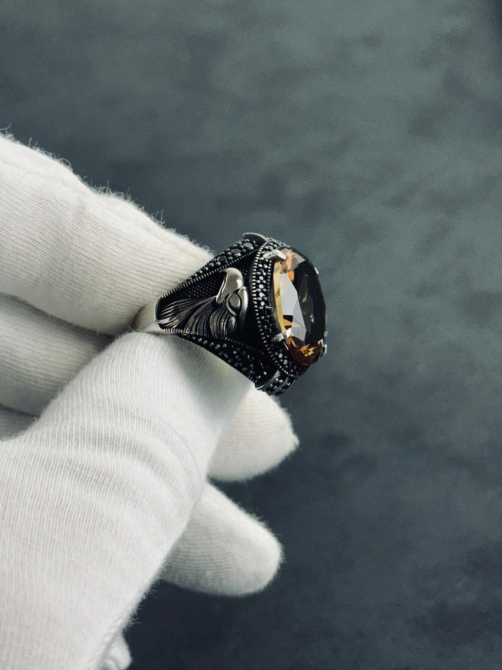 Sterling Silver Eagle Ring: Natural Sultanite Gemstone - Handmade