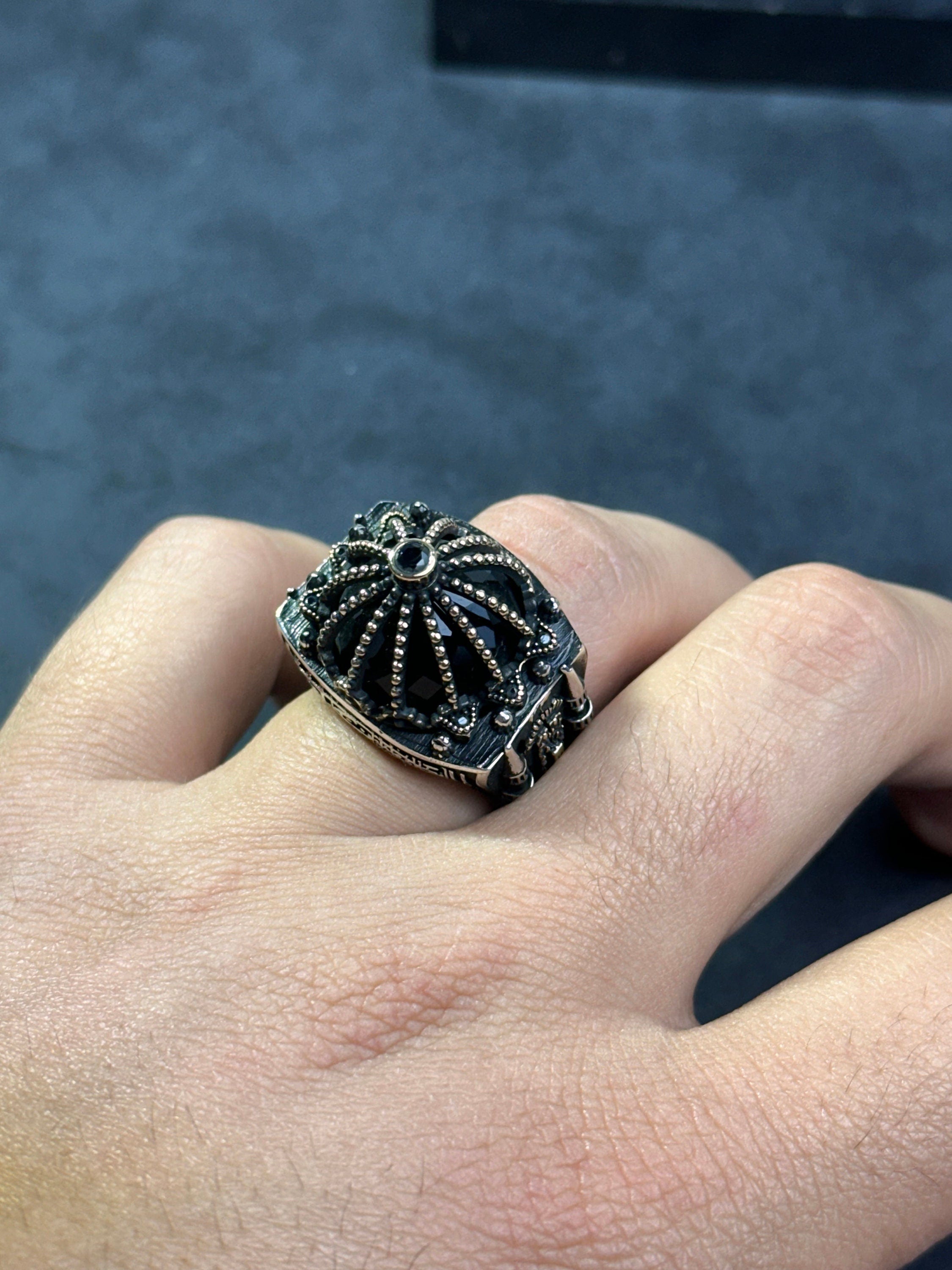 Al Aqsa Mosque Sterling Silver Ring - Oversized Handmade Men's Band