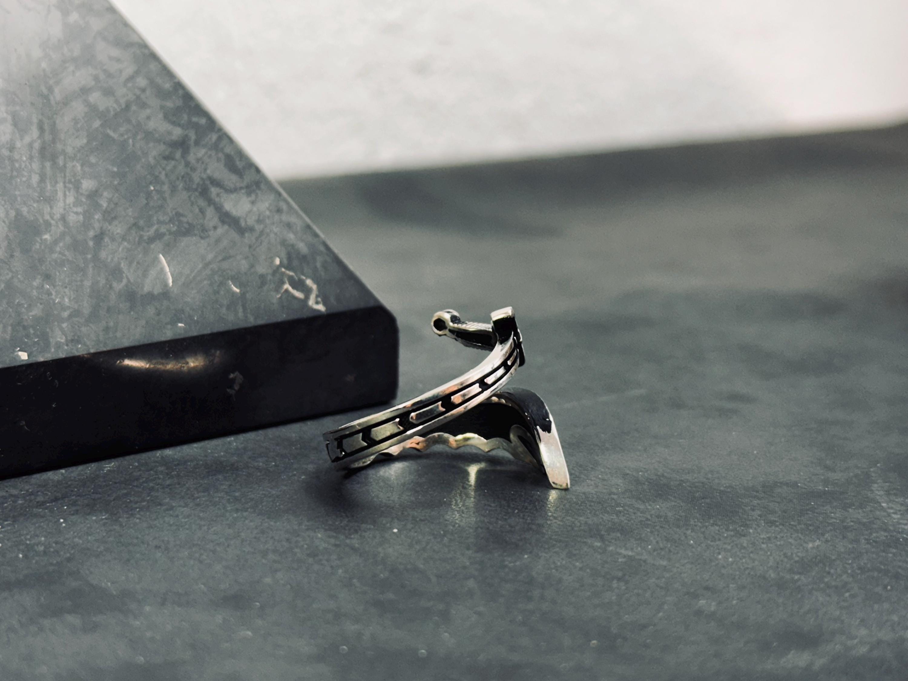 Adjustable Sword Ring: Zulfiqar Design - Sterling Silver, Handmade