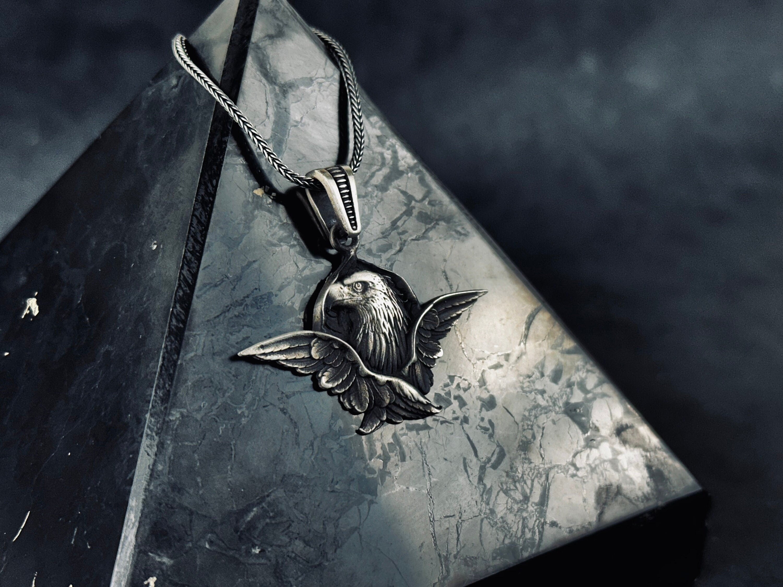 Eagle Silver Necklace: Artisan Crafted Statement Pendant