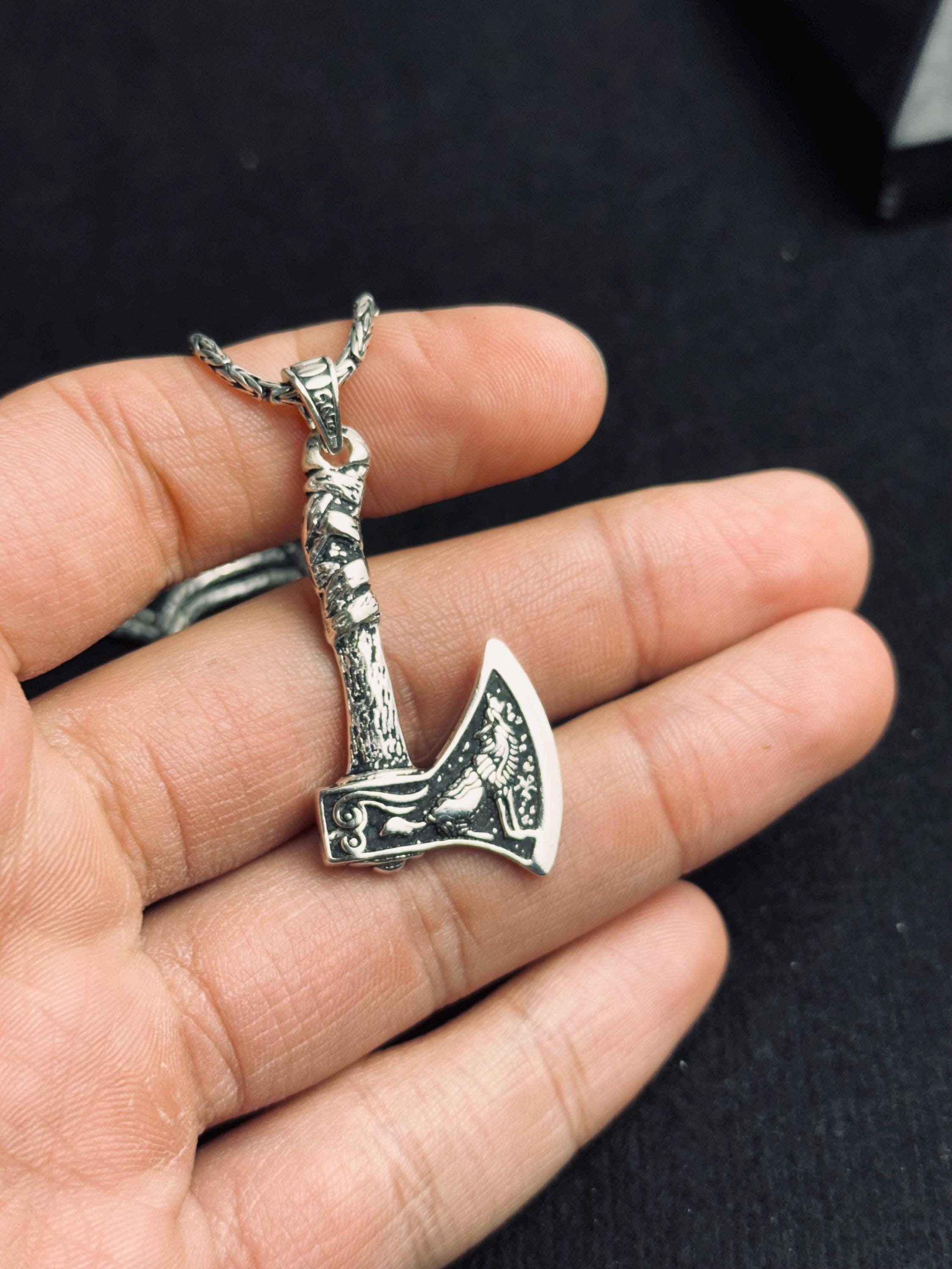 Sterling Silver Axe Pendant: Lumberjack, Fireman, Arborist Jewelry
