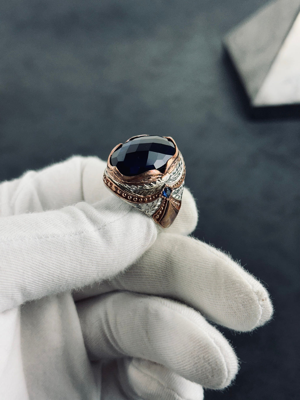 Sterling Silver Ring: Royal Blue Zirconium Stone (Handcrafted)