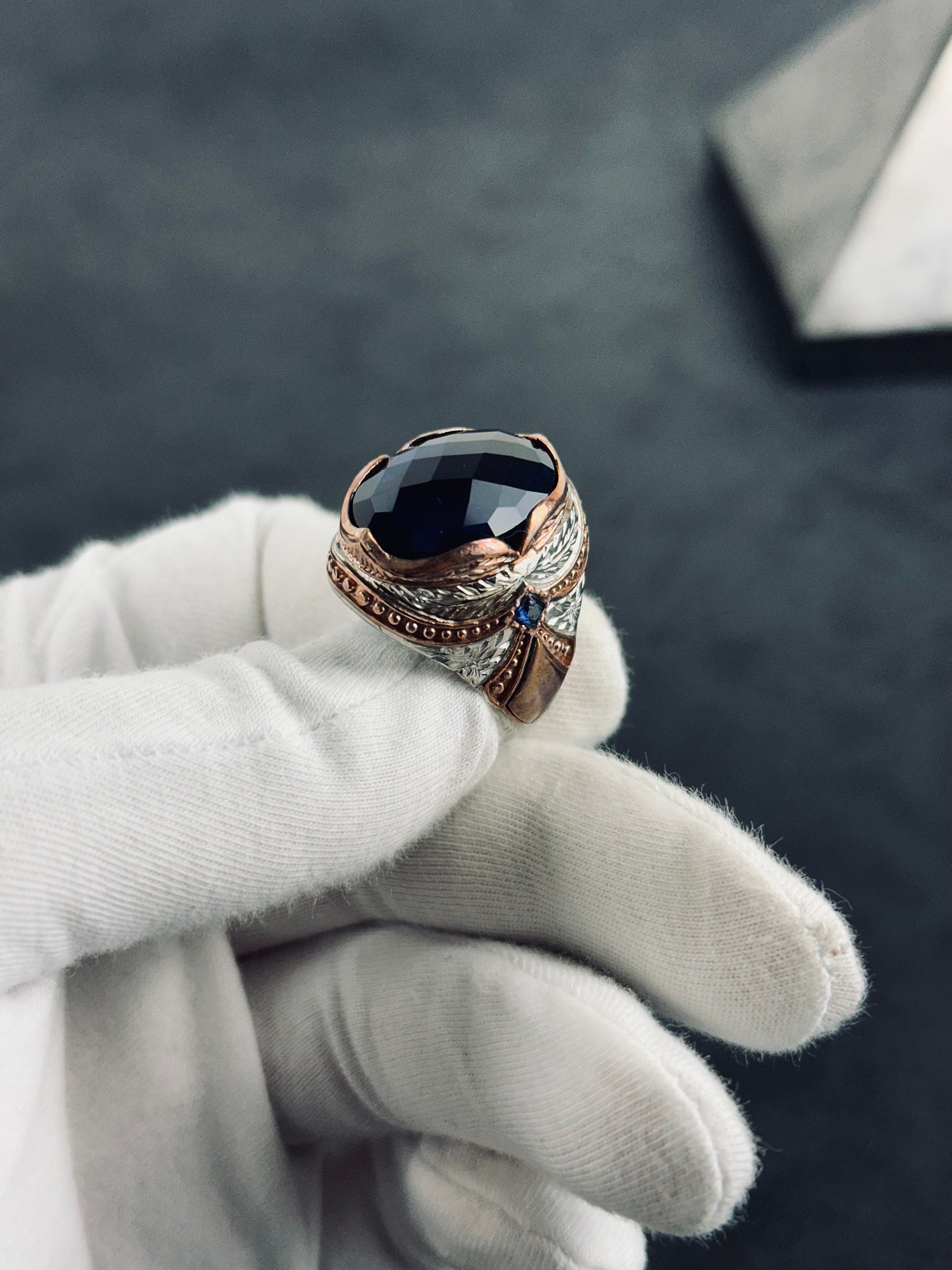 Sterling Silver Ring: Royal Blue Zirconium Stone (Handcrafted)