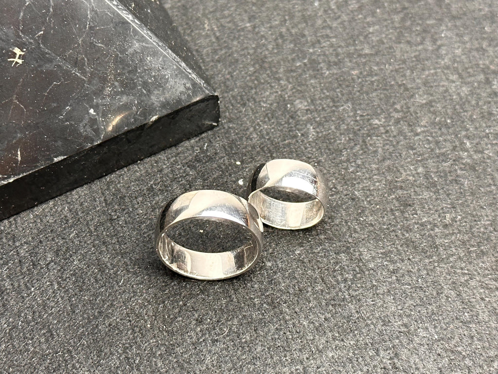 Sterling Silver Couple Ring Set - Personalized Wedding Bands