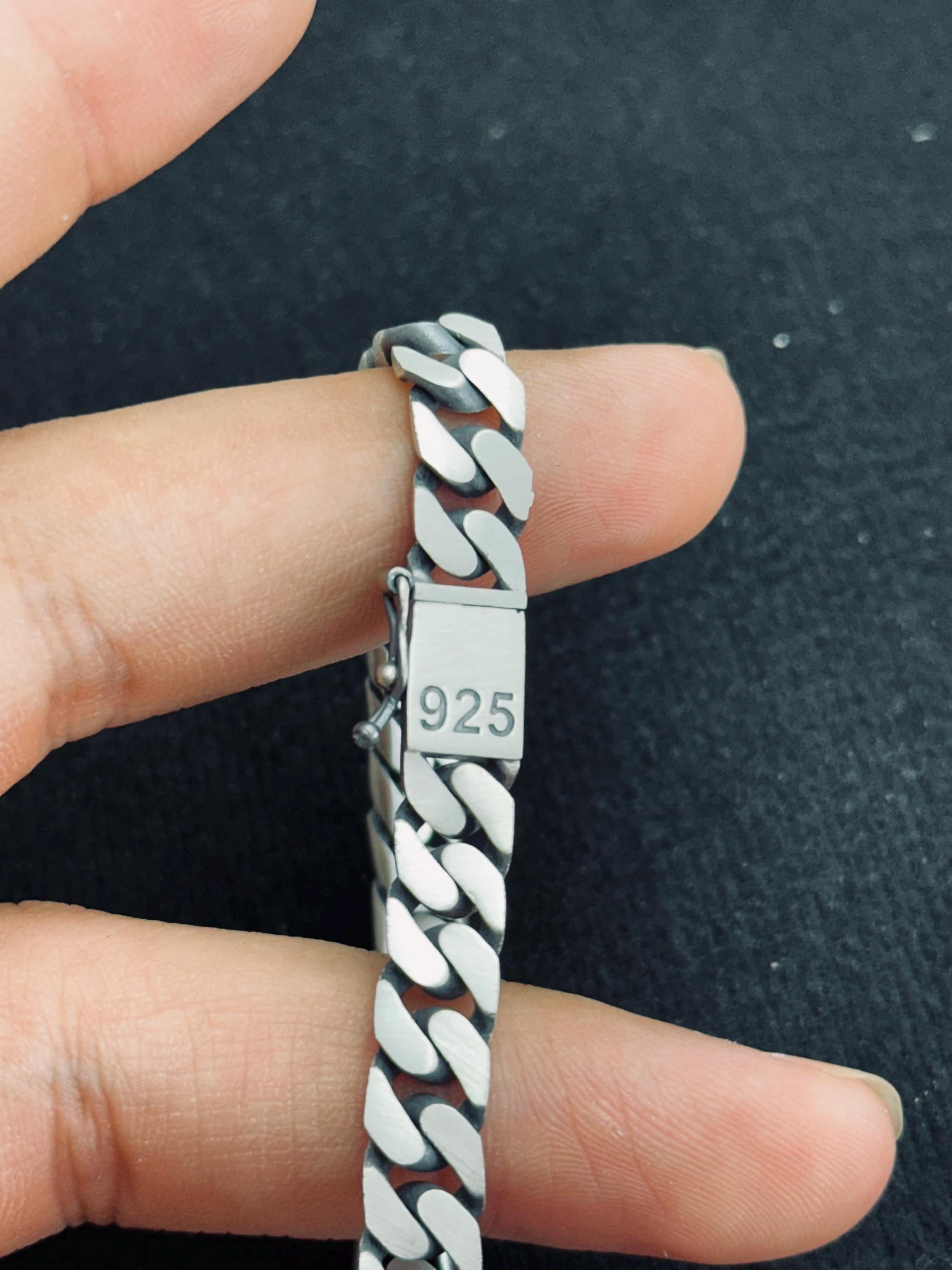 Sterling Silver Men's Chain Bracelet - Handmade Turkish Jewelry