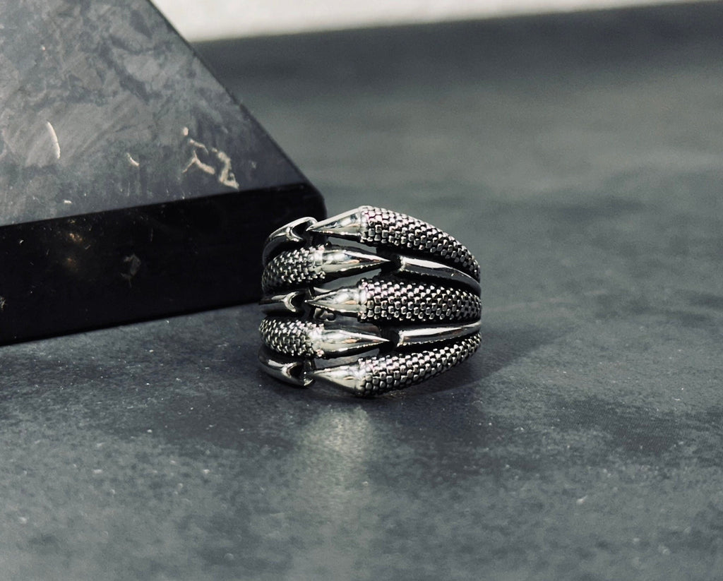 Men's Claw Silver Ring - Handmade 925 Sterling Statement Band