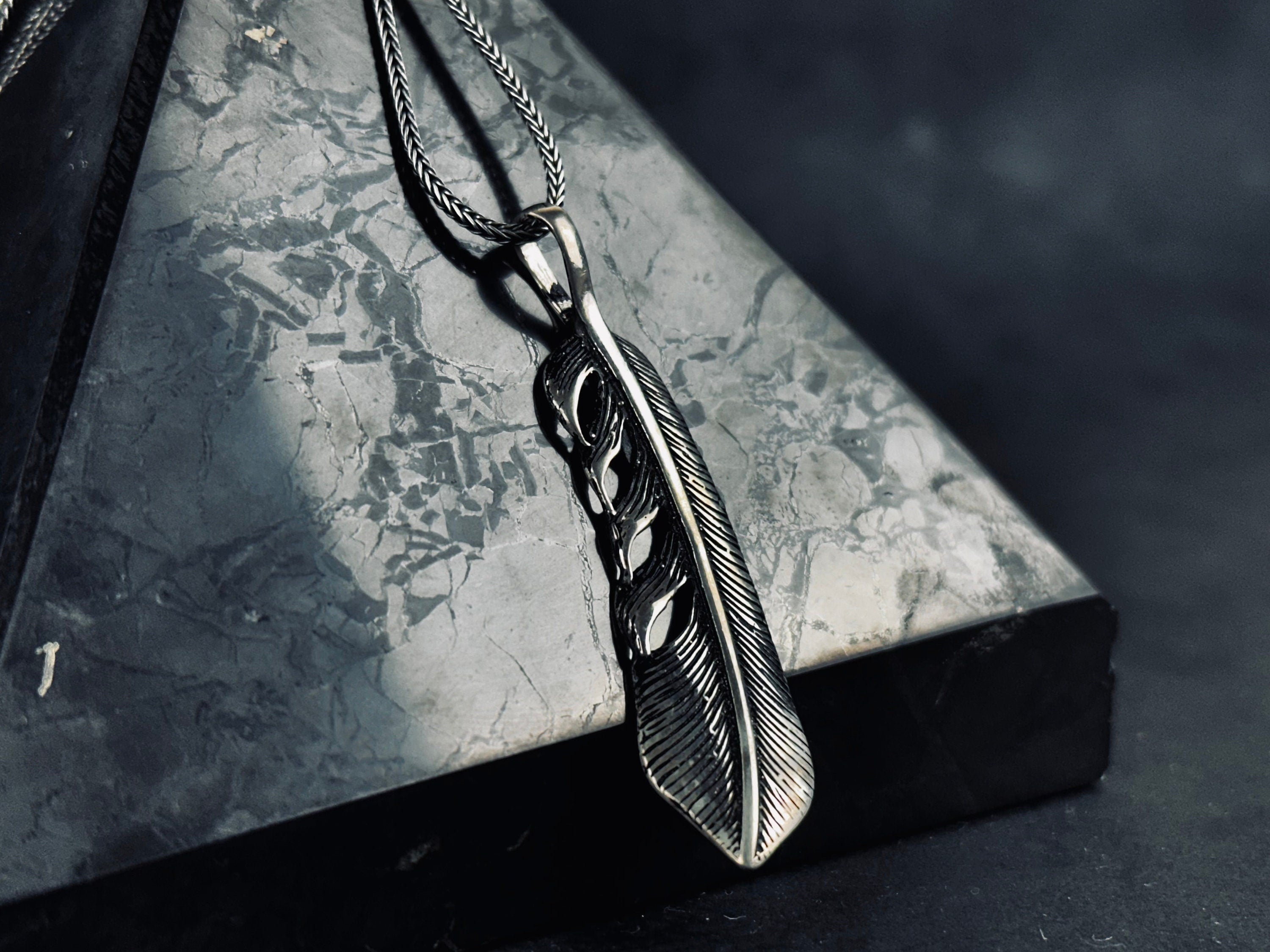 Silver Feather Pendant Necklace: Handmade Boho Chic Accessory