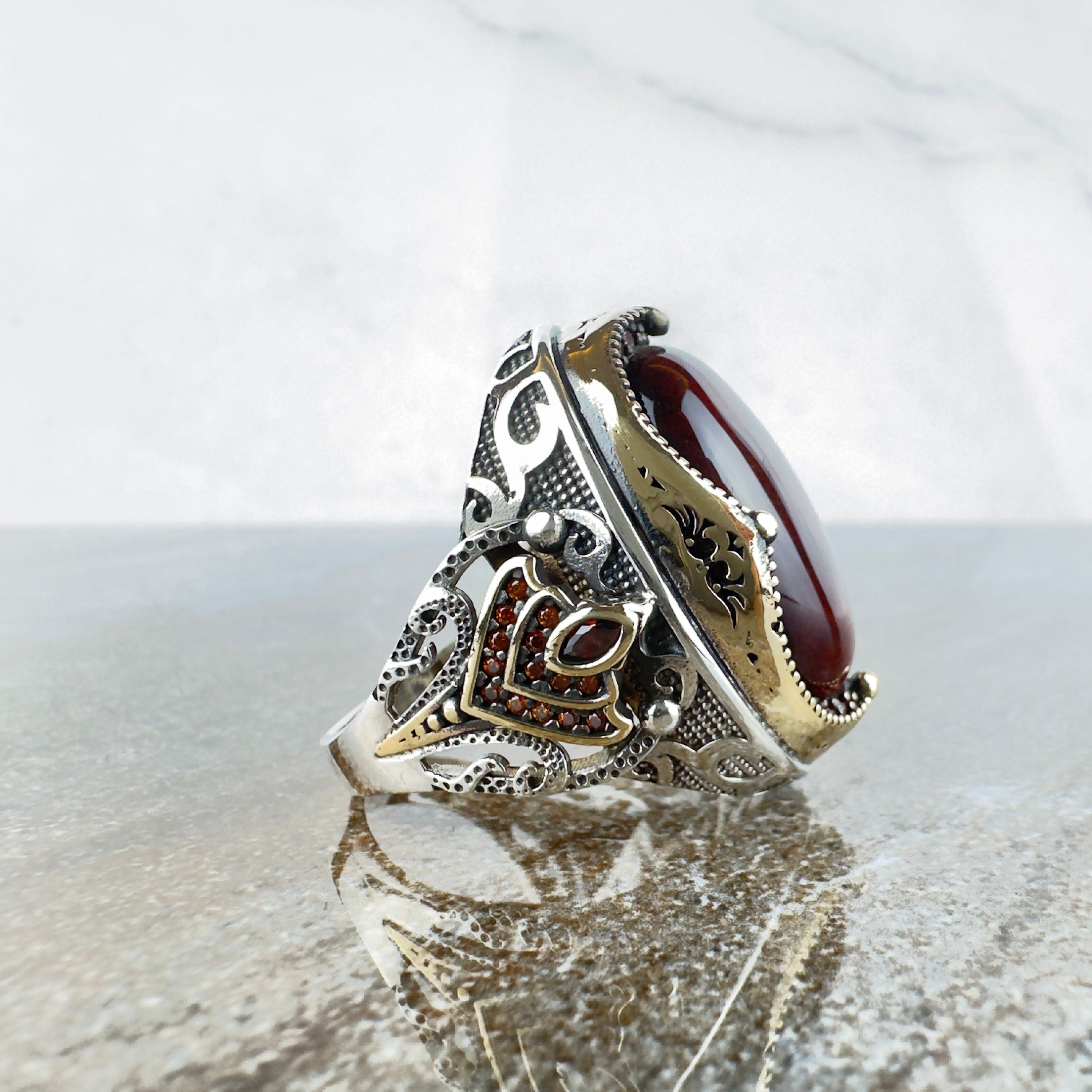 Tiger's Eye Silver Ring - Handmade Sterling Men's Jewelry