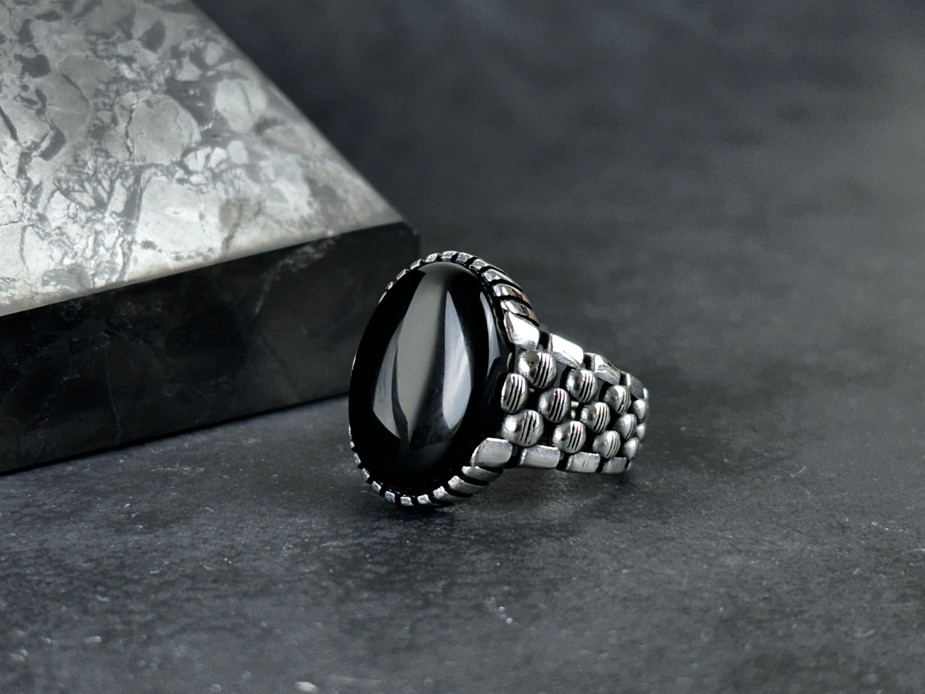 Statement Onyx Ring: Sterling Silver Jewelry (Gift Box Included)