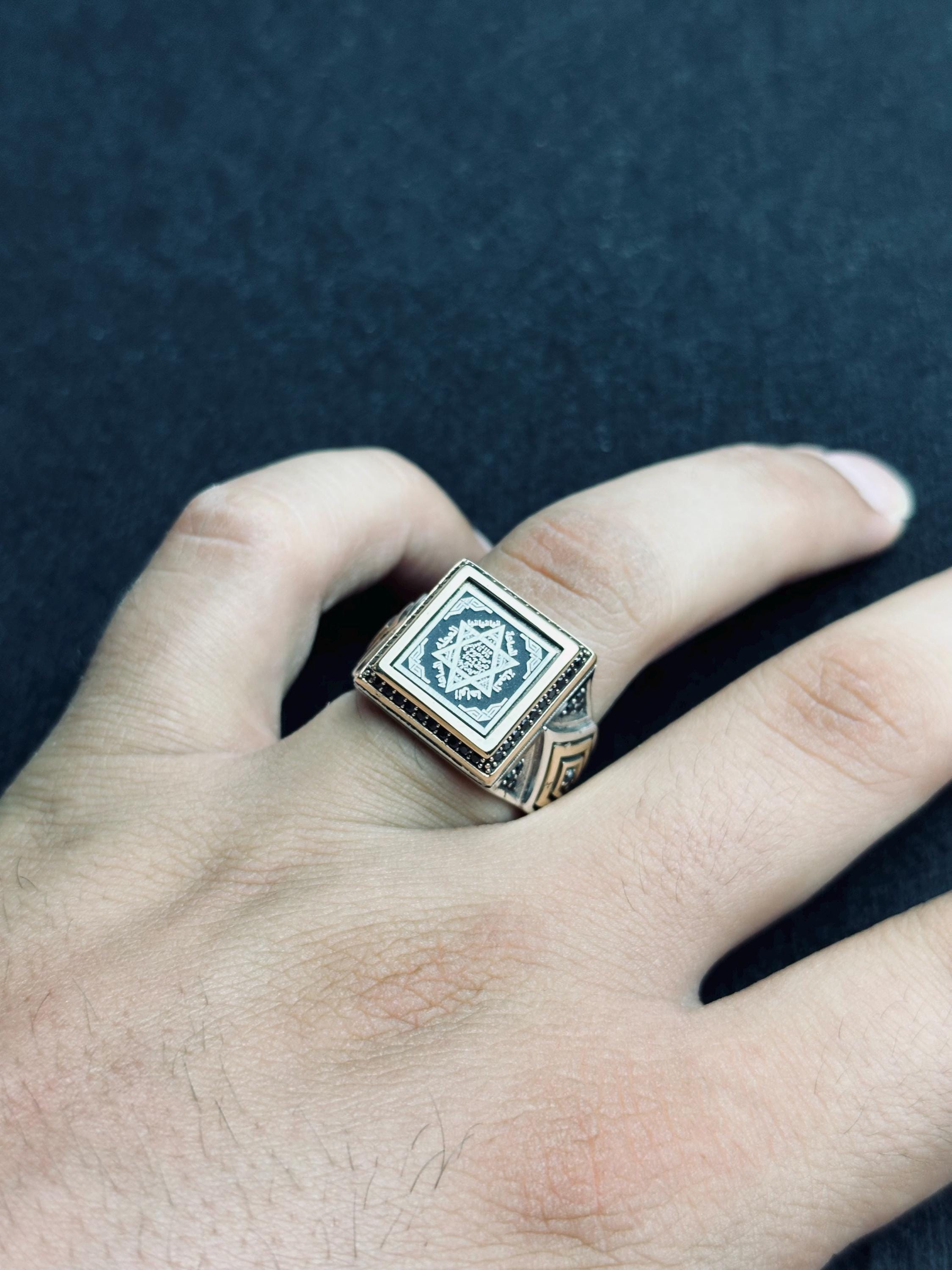 Minimal Square Seal of Solomon Ring: Handmade Sterling Silver
