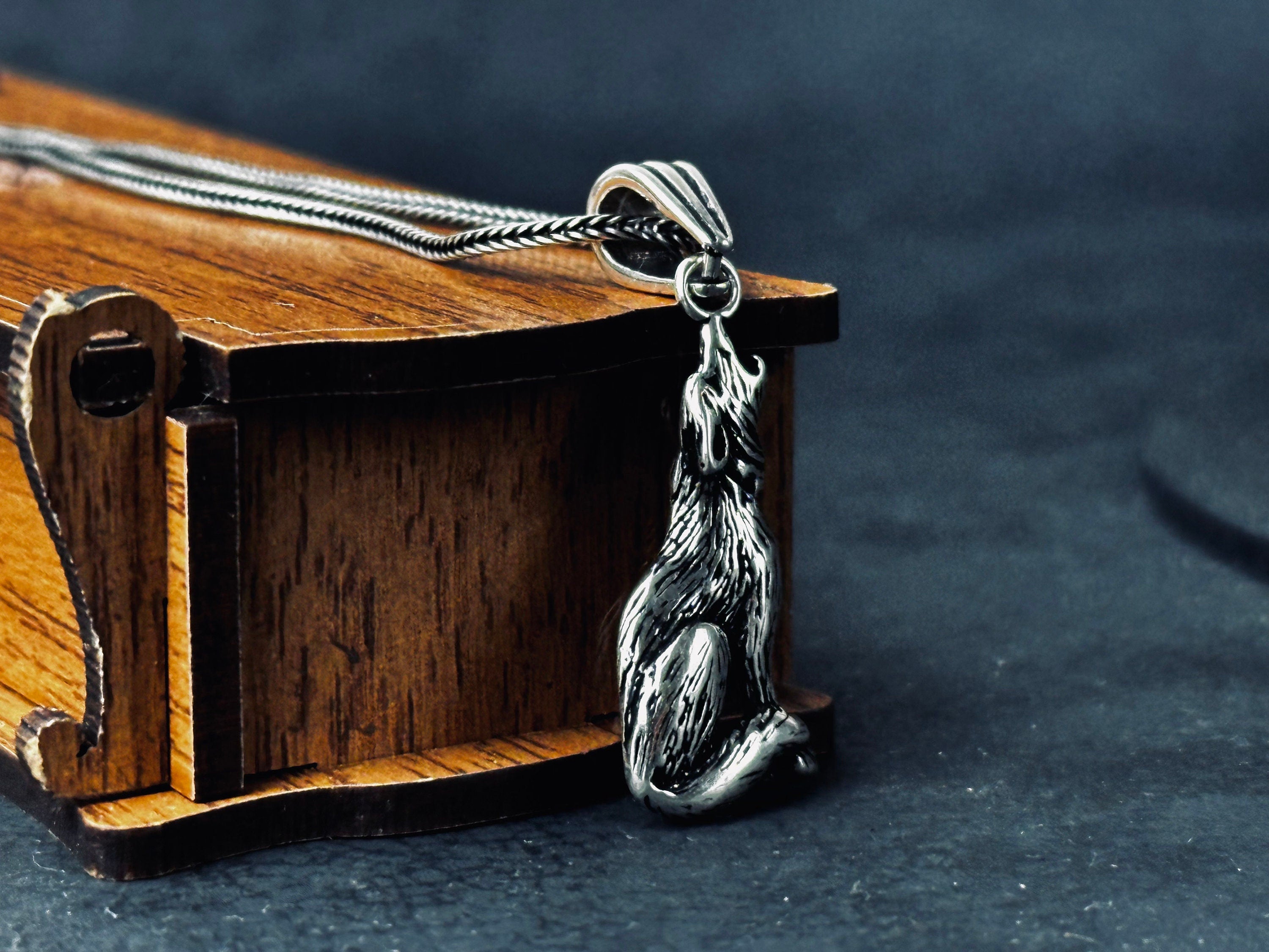 Wolf Pendant Necklace: Silver Handcrafted Jewelry (Multiple Chain Lengths)