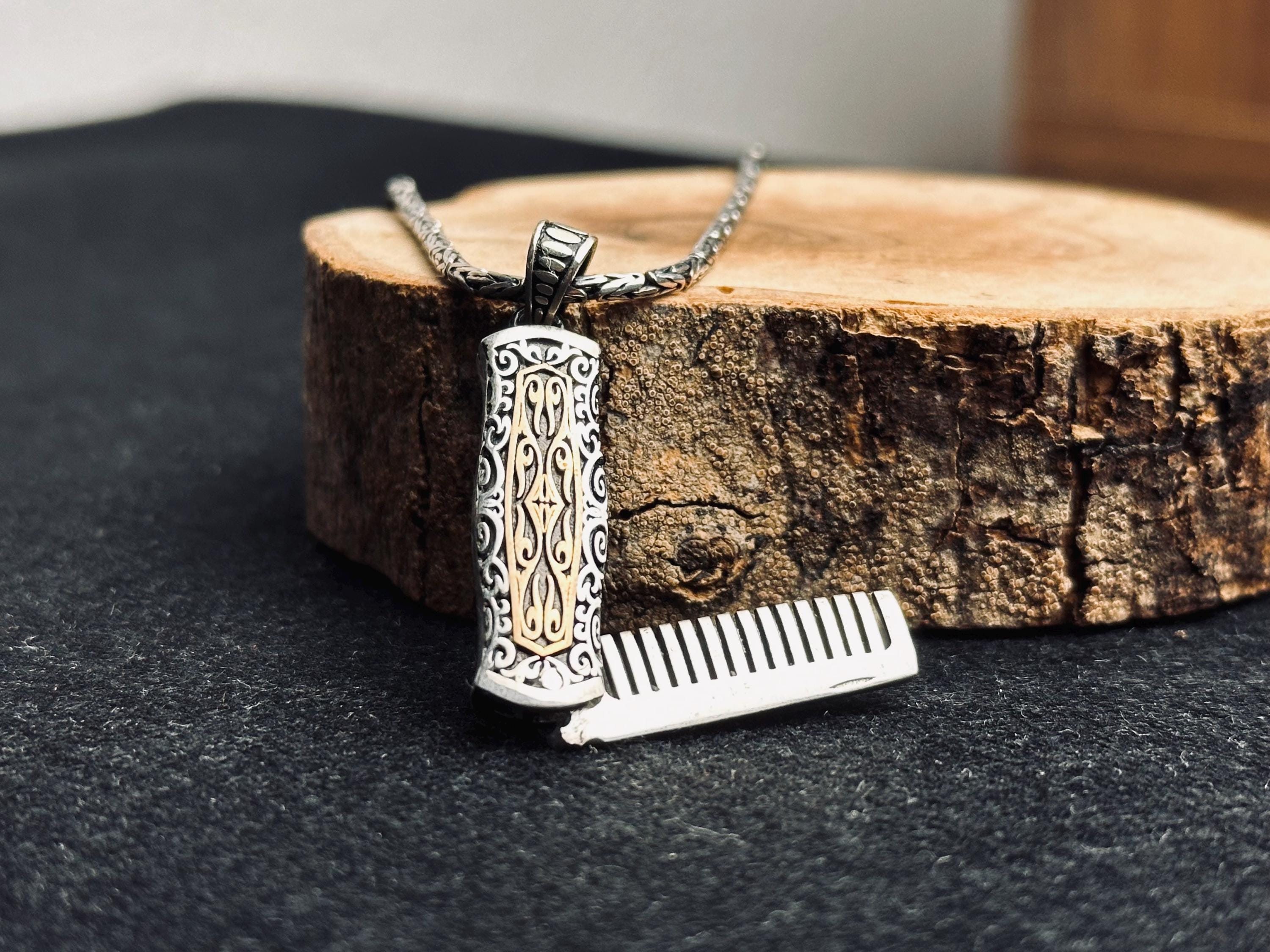 Barber Comb Necklace: Sterling Silver, Handmade - Masculine Style