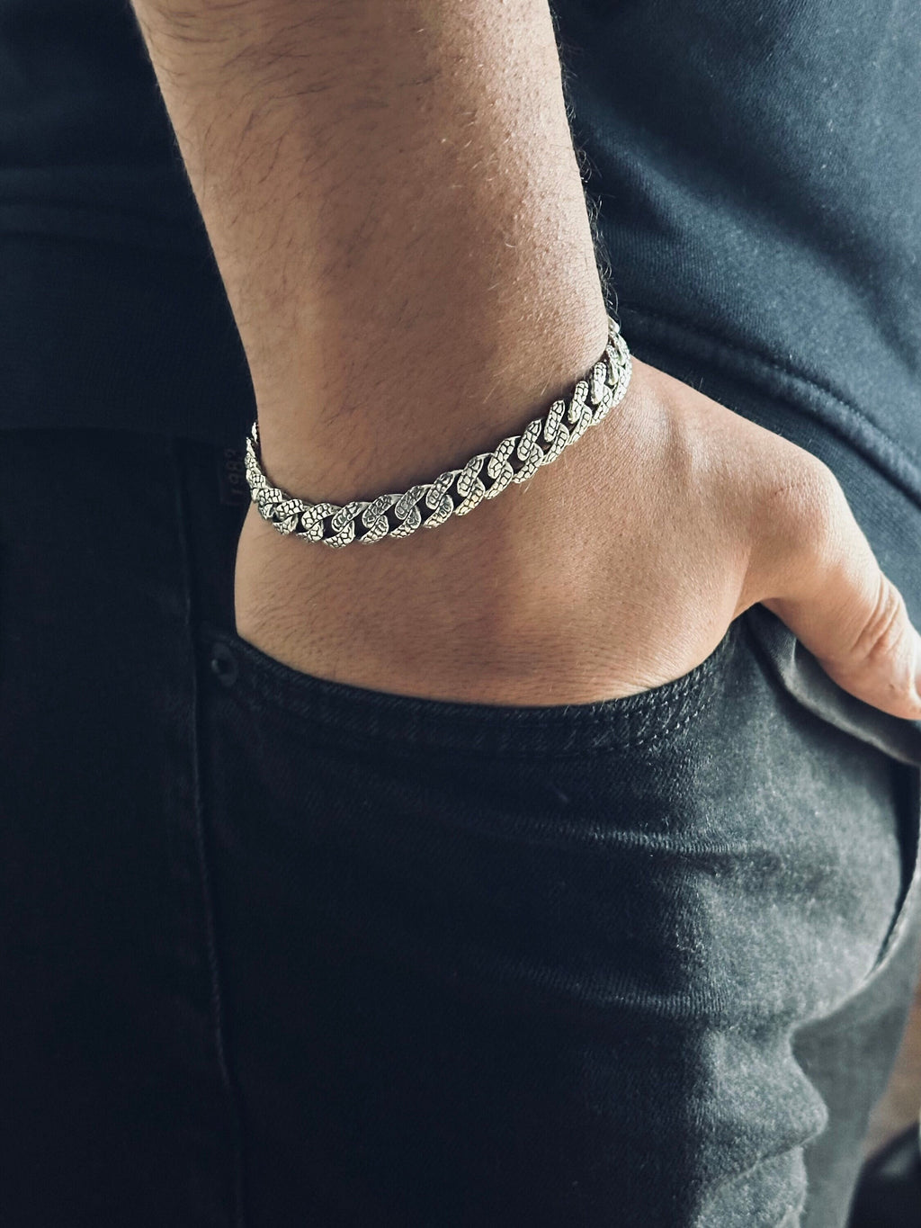 Silver Bracelet: Handmade with New Chain Design - Custom Engraved