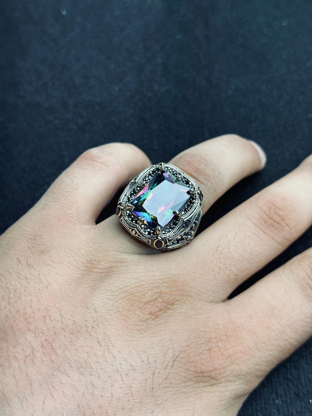 Mystic Topaz Ring: Bold Handmade Jewelry (Turkish 925 Silver)