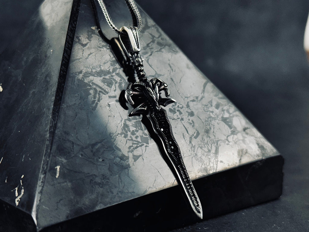Lucifer-Inspired Sword Necklace - Silver Pendant with Chain