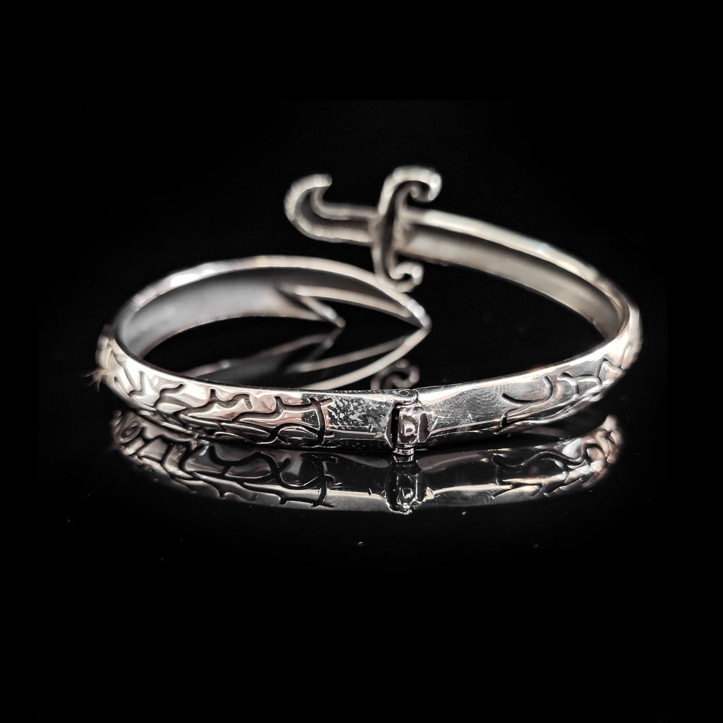 Sword Design Silver Bracelet - Handmade Sterling for Men
