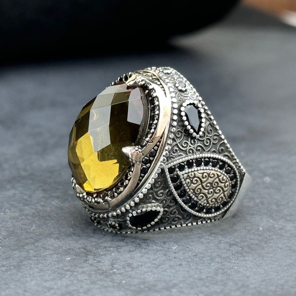 Engraved Sultanite Ring: Sterling Silver Jewelry (Color Changing Gem)