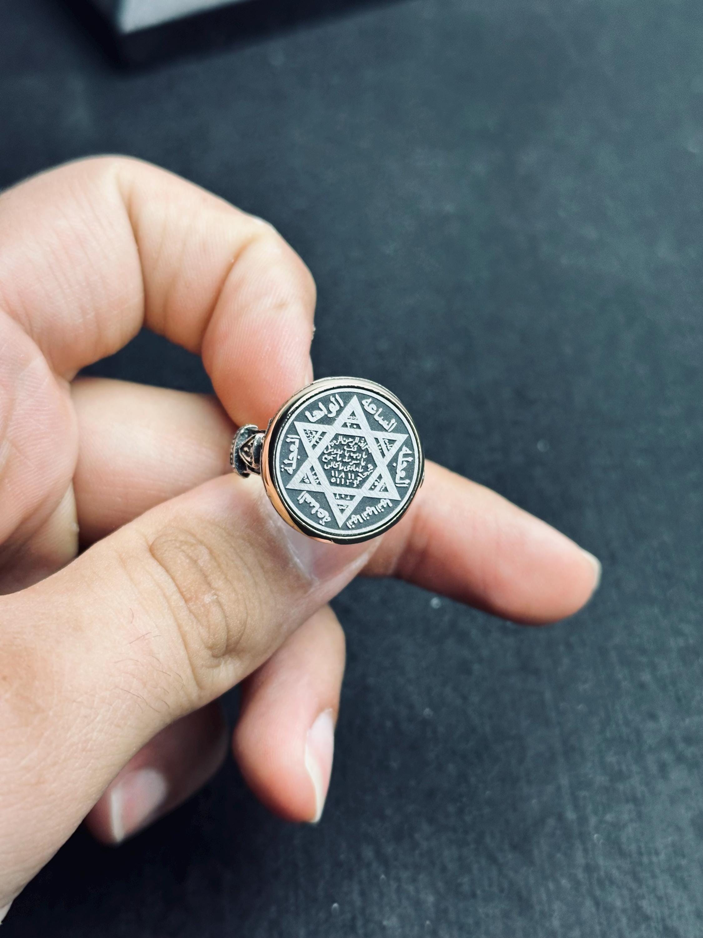 Sterling Silver Seal of Solomon Ring - Turkish Handmade Jewelry