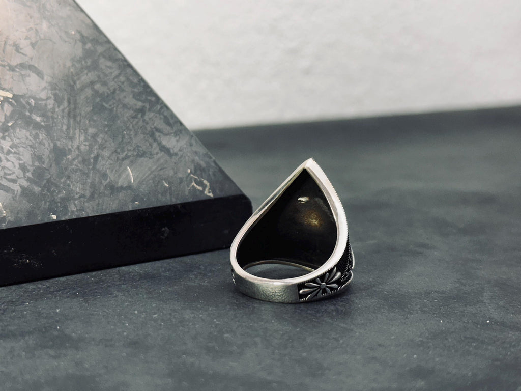 Sterling Silver Eagle Warrior Ring, Double Headed CZ (Men's Statement)