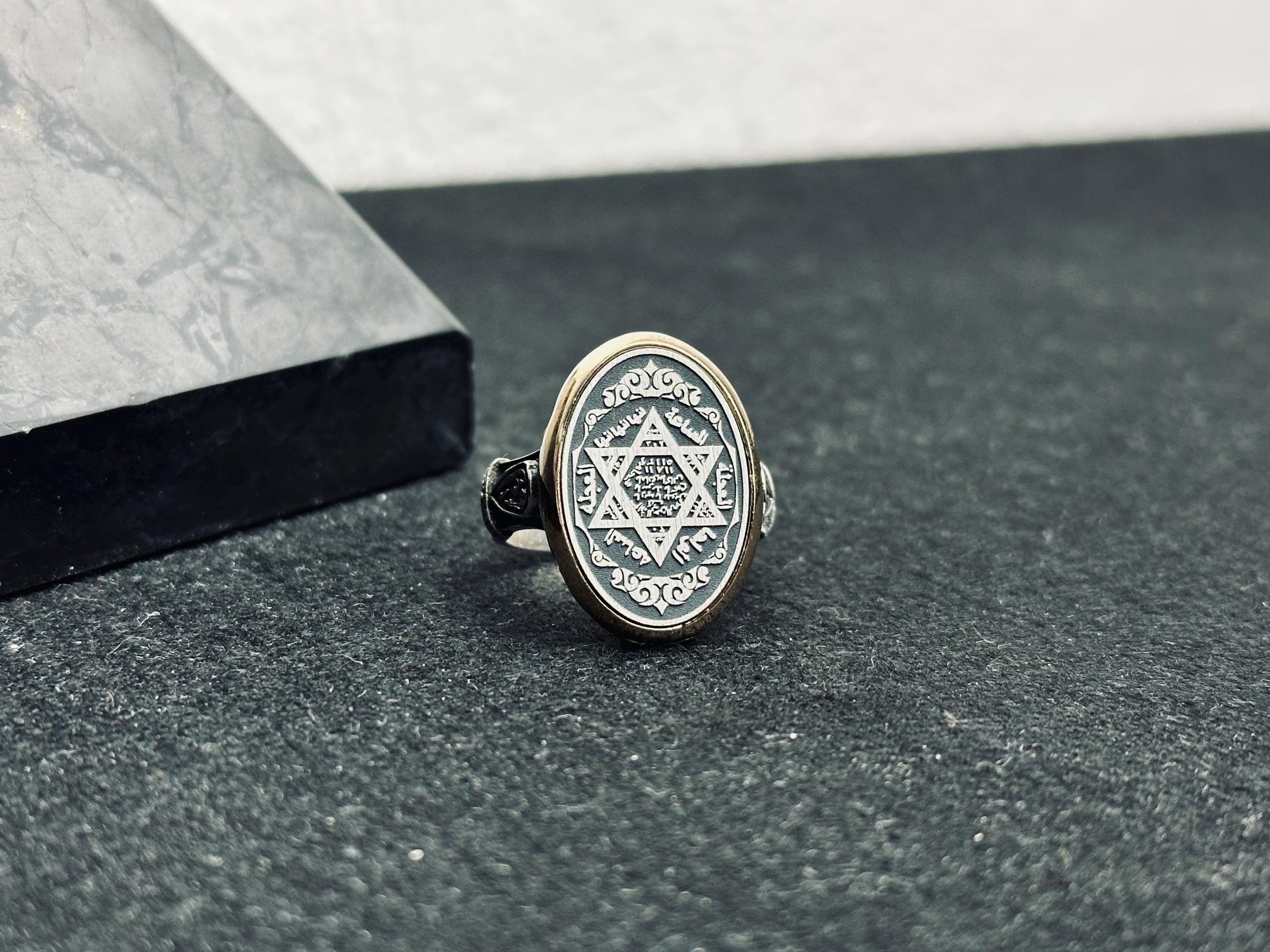Solomon Seal Sterling Silver Ring, Minimal Oval Statement (Handmade)
