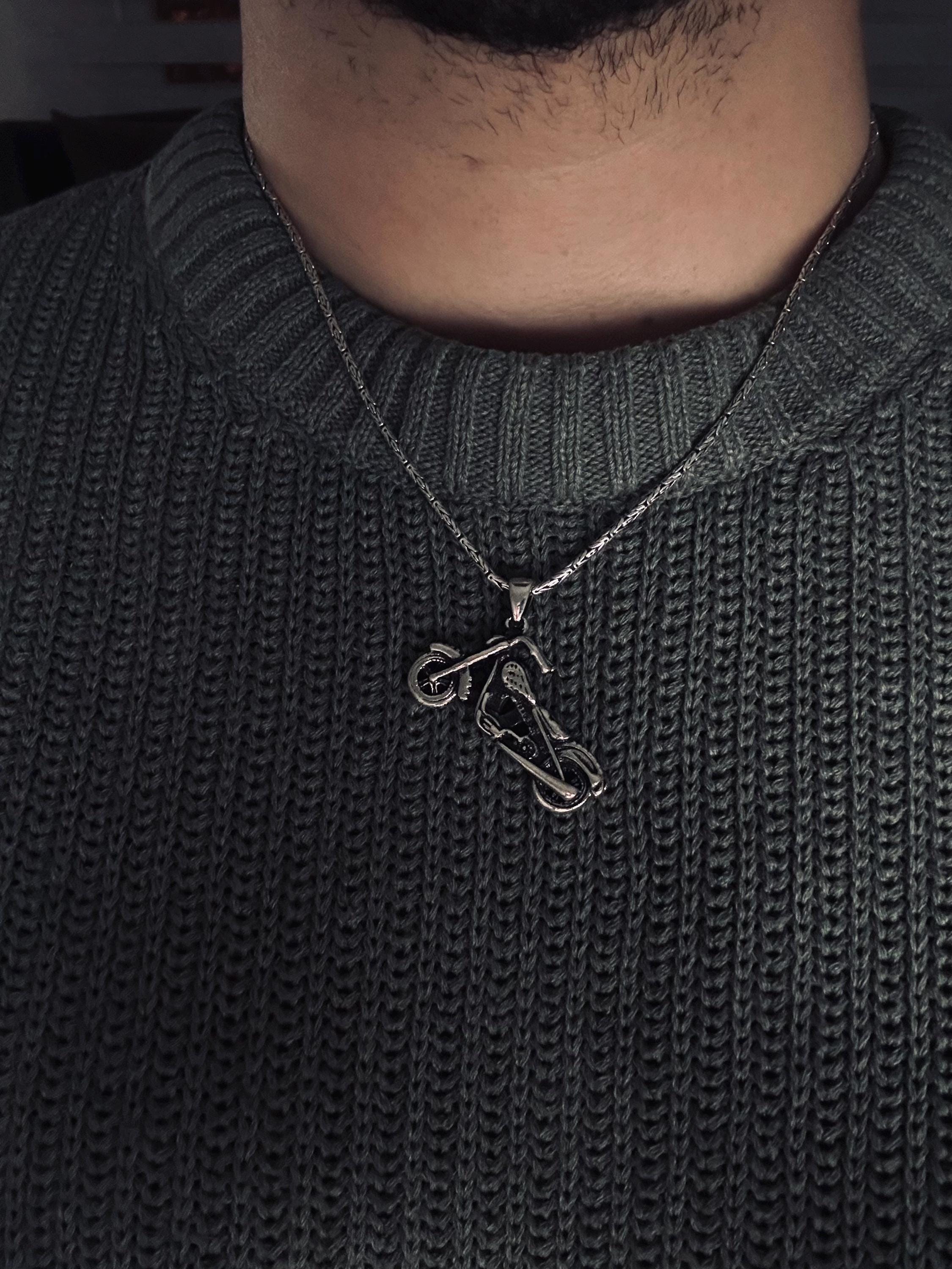 Motorcycle Necklace: Sterling Silver Infinity Pendant - Biker Jewelry