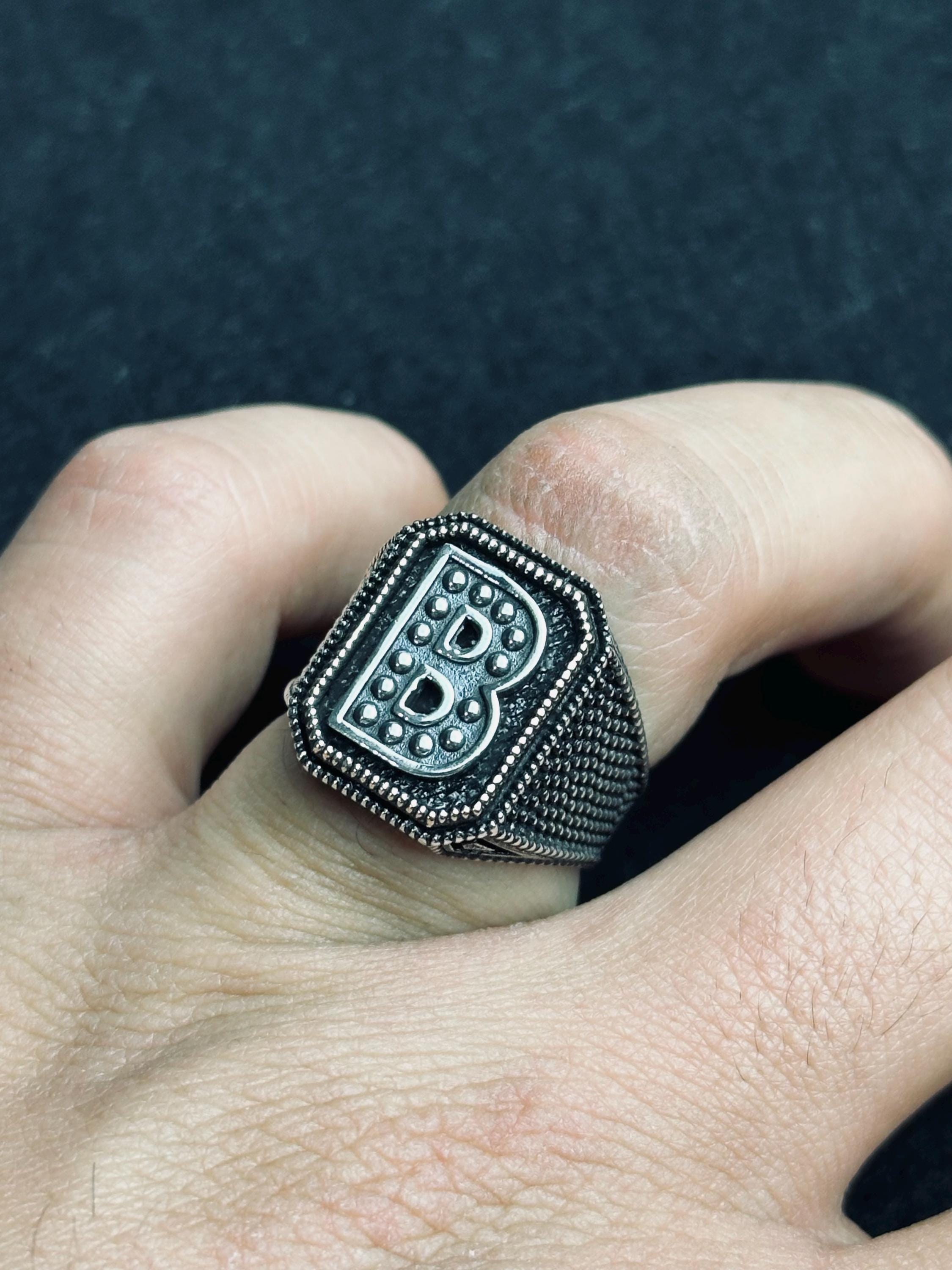 Signet Ring: Sterling Silver, Custom Initial - Unisex Jewelry