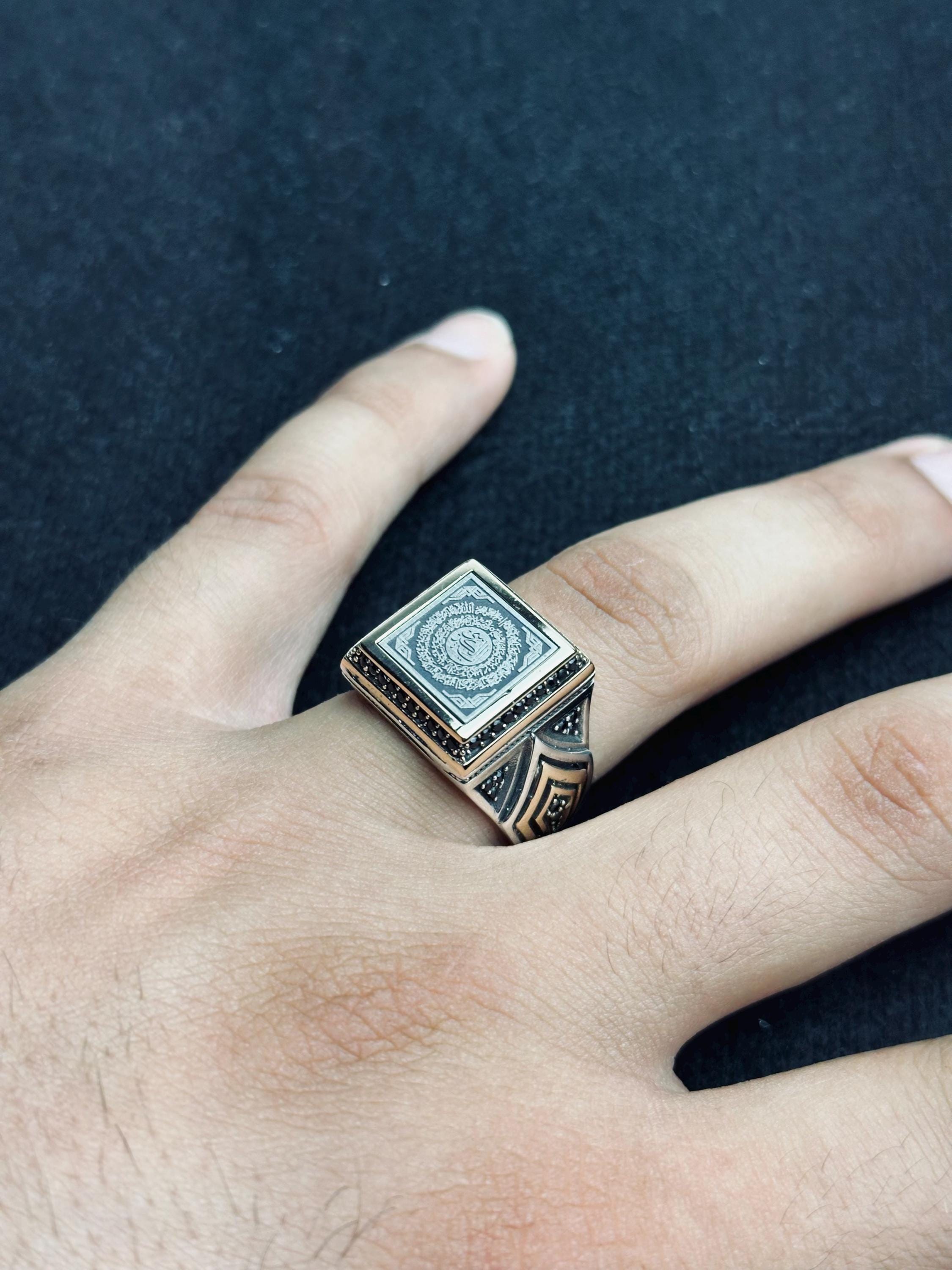 Arabic Ayat Ring: Vintage Sterling Silver - Handmade Calligraphy