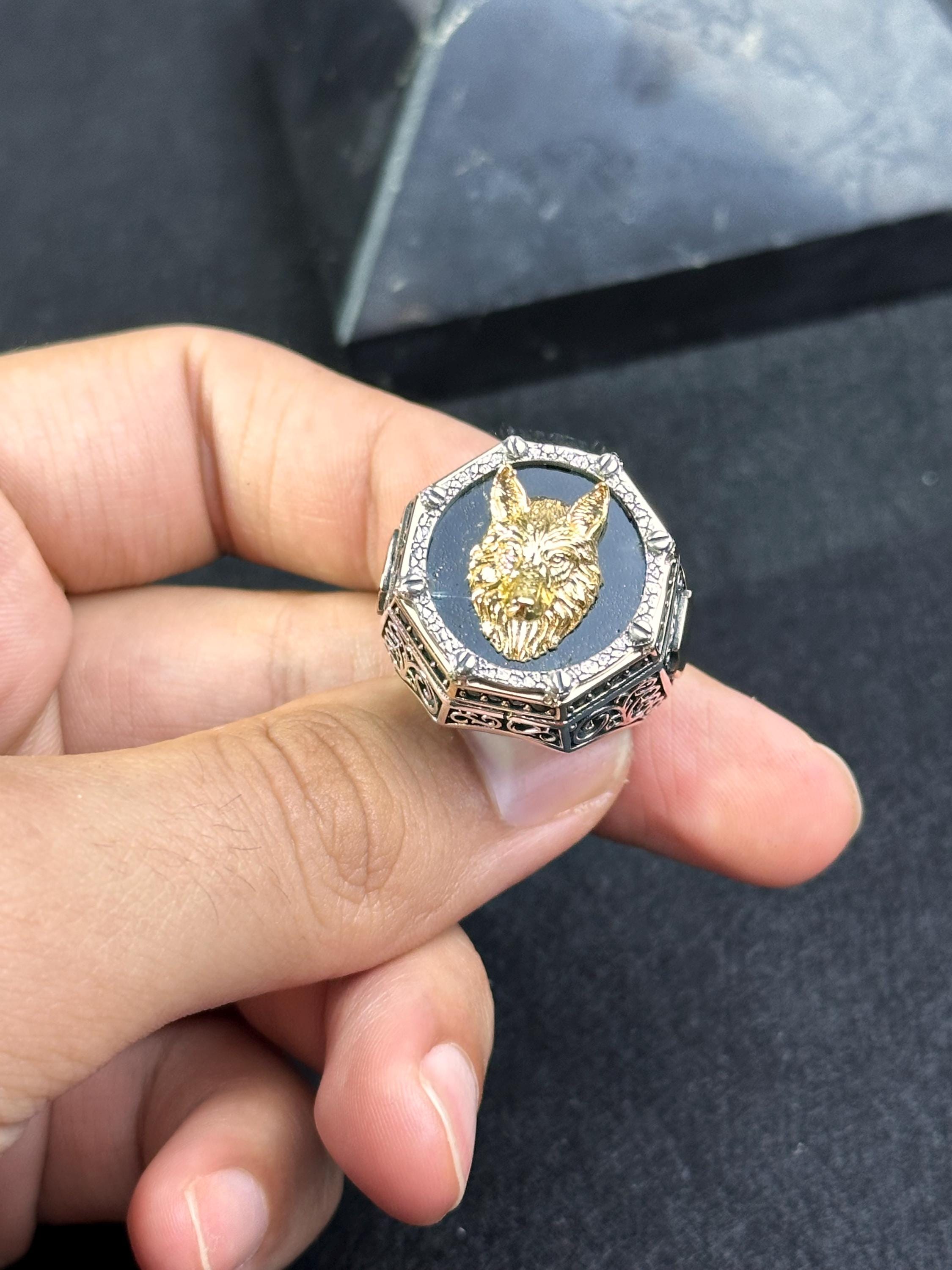 Wolf Signet Ring: Men's Sterling Silver Statement (Handmade)