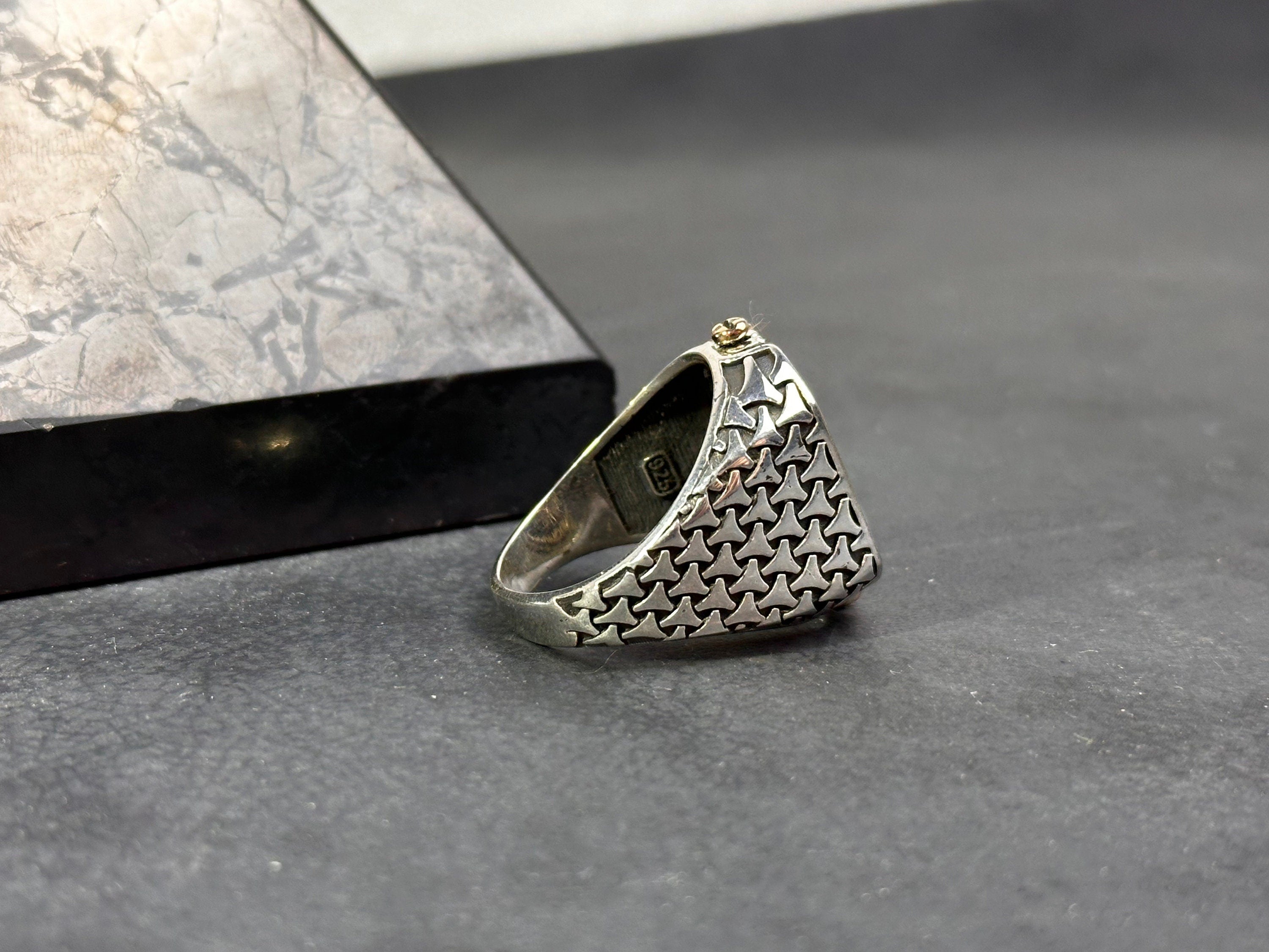 Turquoise Men's Ring - Sterling Silver, Square Gemstone