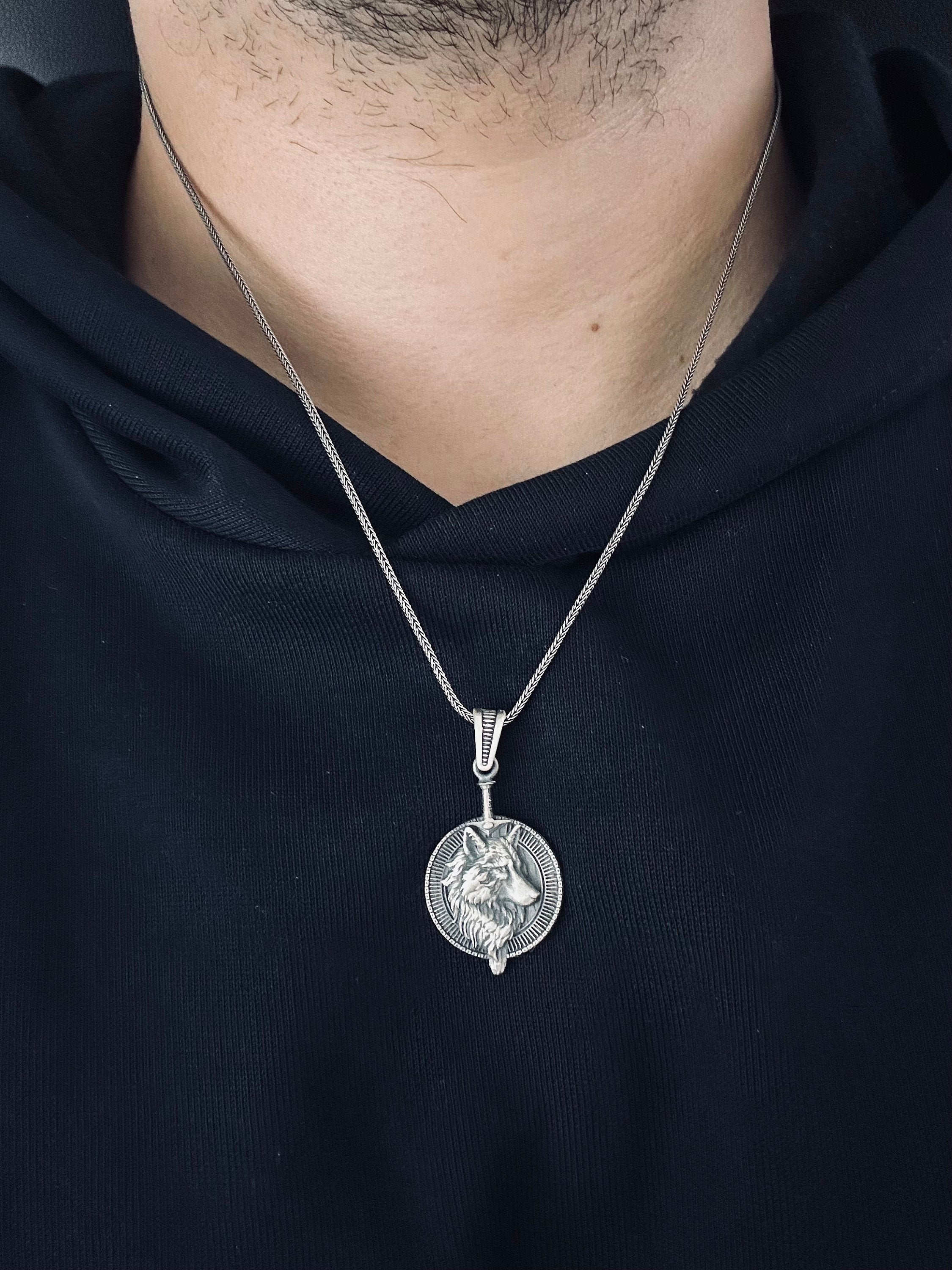 Silver Wolf Charm Necklace - Detailed Handmade Pendant