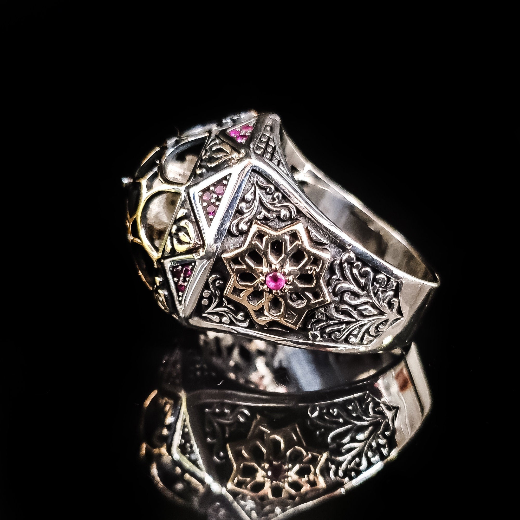 Taj Mahal Ring: Handmade Sterling Silver Statement (Men's Size Available)