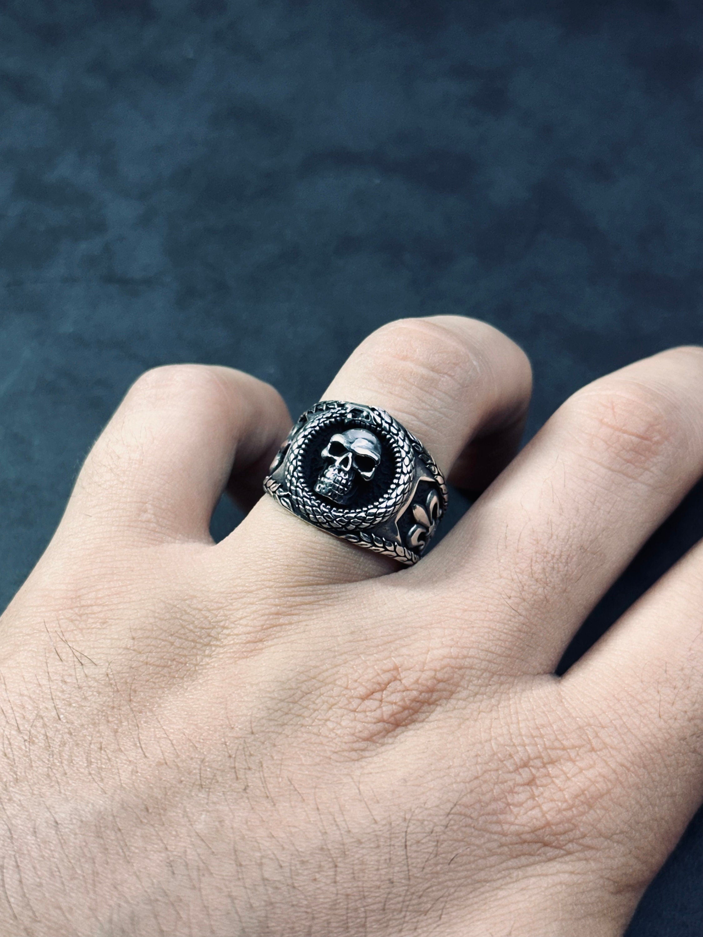 Skull Statement Ring: Sterling Silver Pirate Design - Handmade