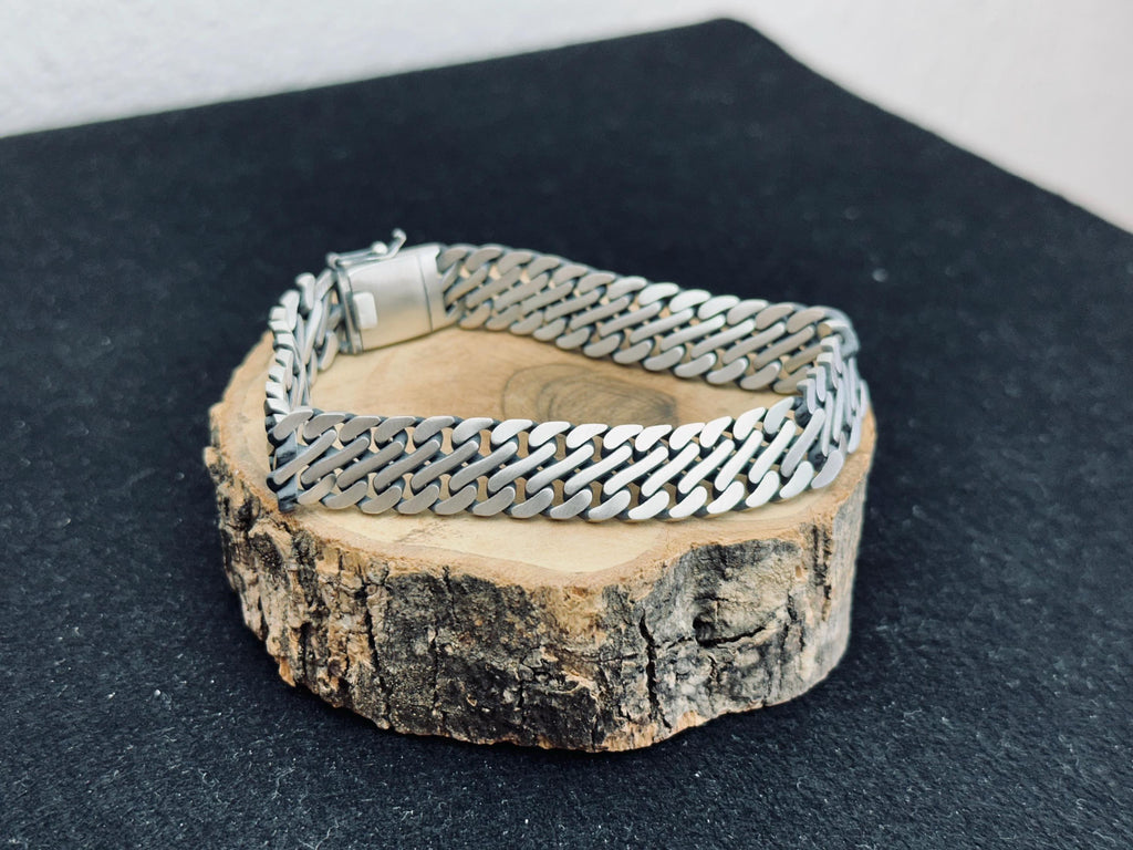 Turkish Sterling Silver Bracelet Braided Chain (Men's Handmade Jewelry)