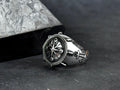 Sterling Silver Compass Ring: Sailor Design - Engraved Anchor Detail
