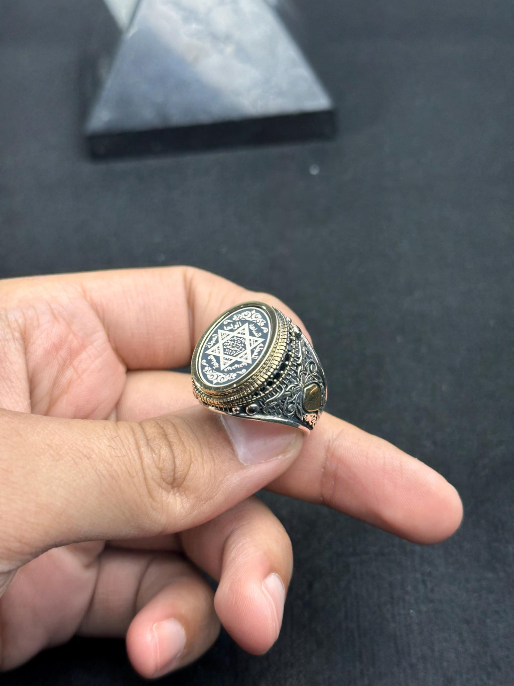 Solomon Seal Ring: Handmade Oxidized Sterling Silver