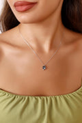 Mystic Topaz Four Flower Petal Necklace, 925 Sterling Silver Heart Cut Clover Necklace for Women
