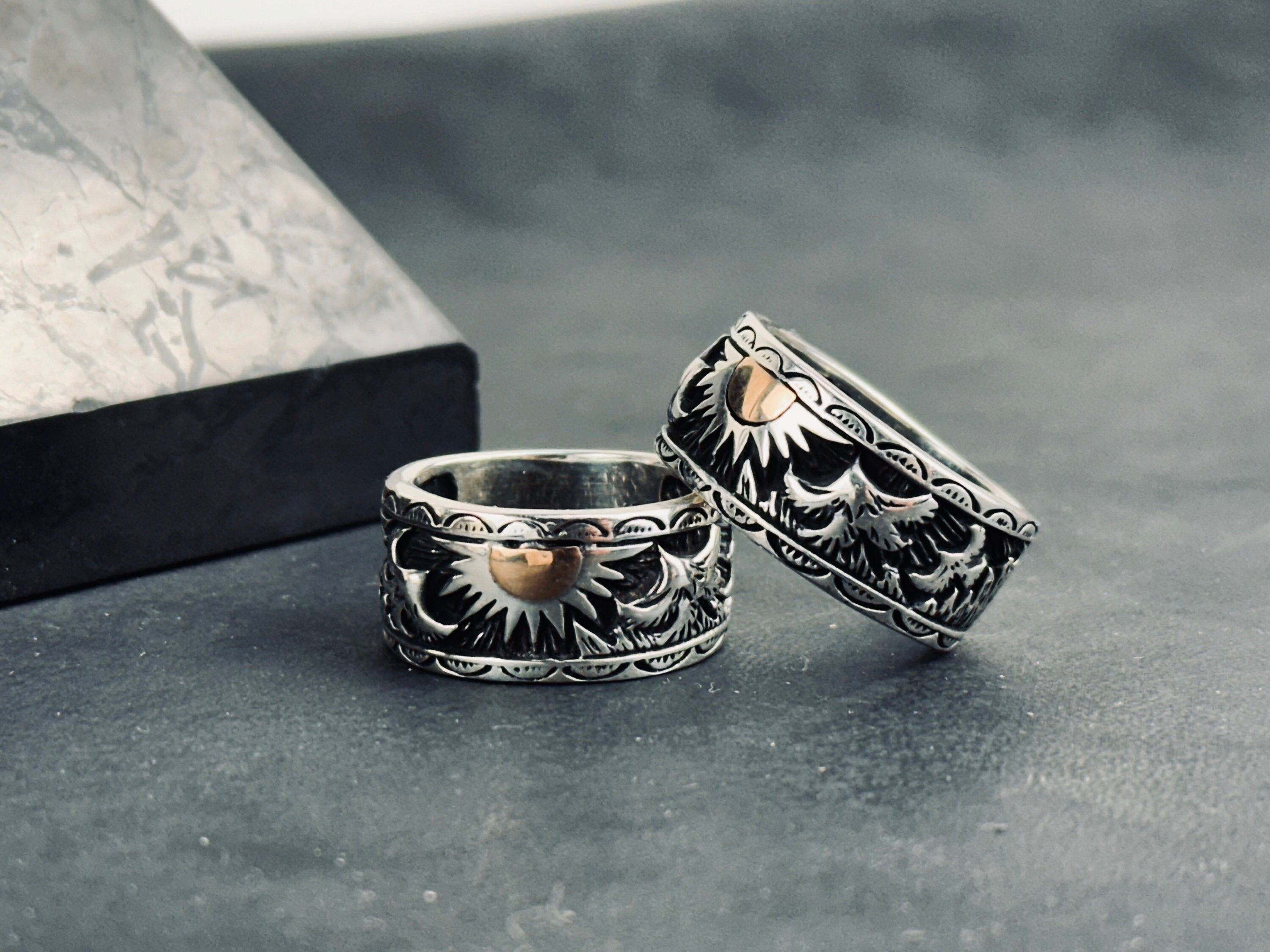 Celestial Sterling Silver Sun Signet Ring (Dainty Sunrise Band)