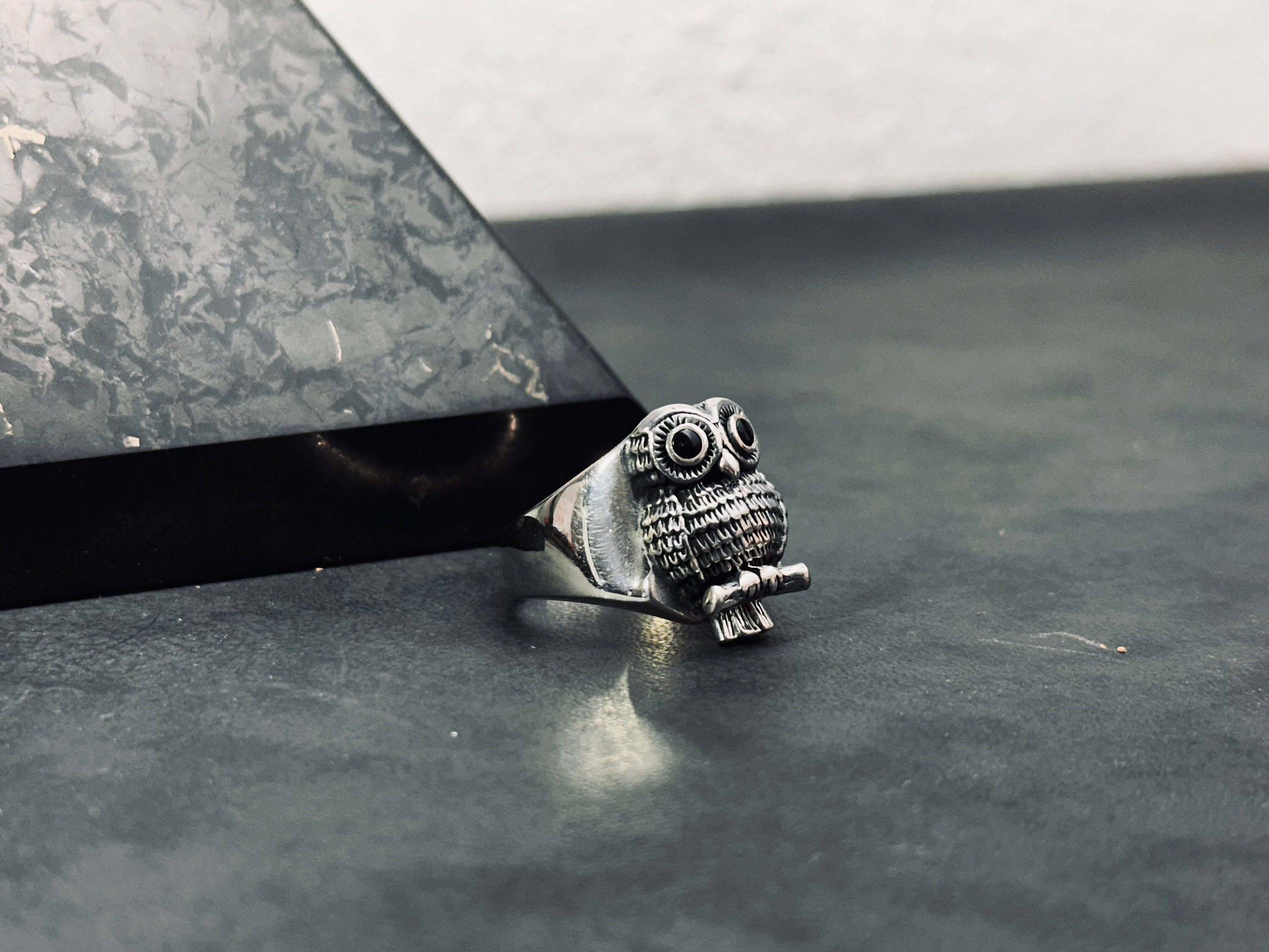 Sterling Silver Owl Ring: Handmade Personalized Animal Jewelry