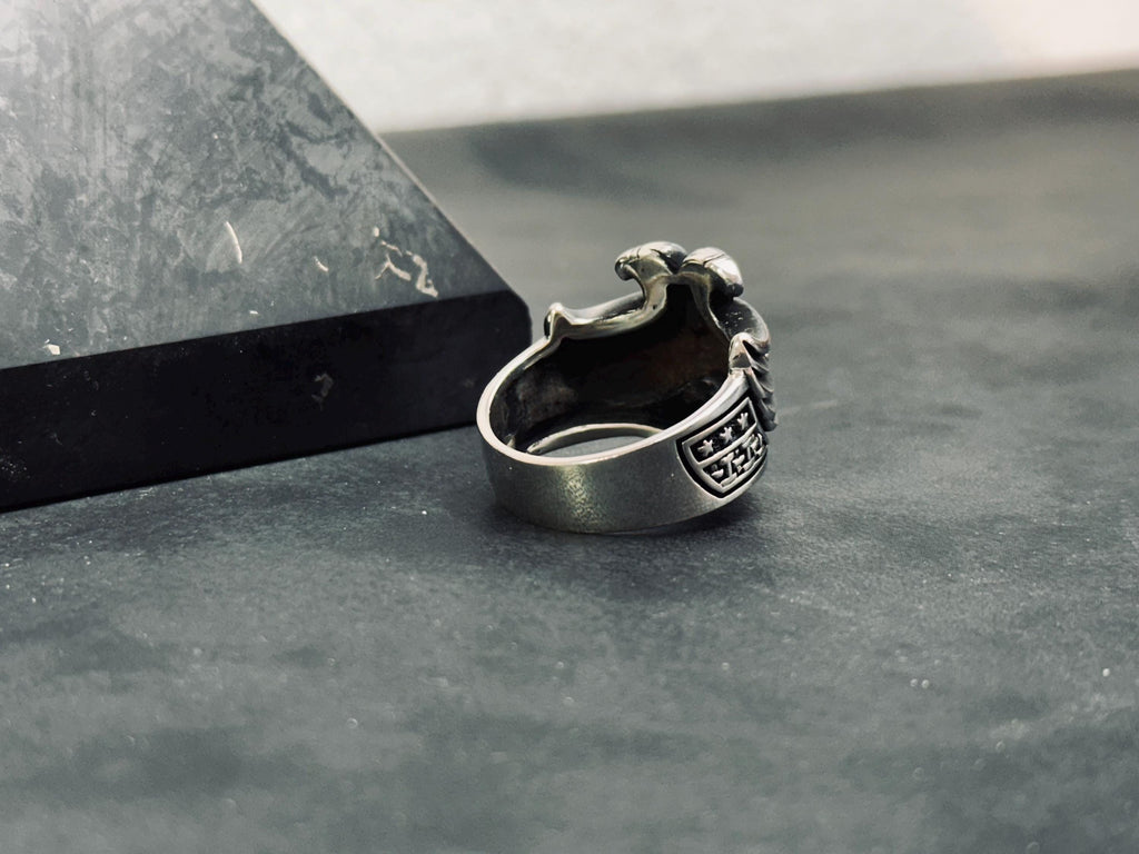 Sterling Silver Eagle Ring: Double-Headed Design - Bold Statement