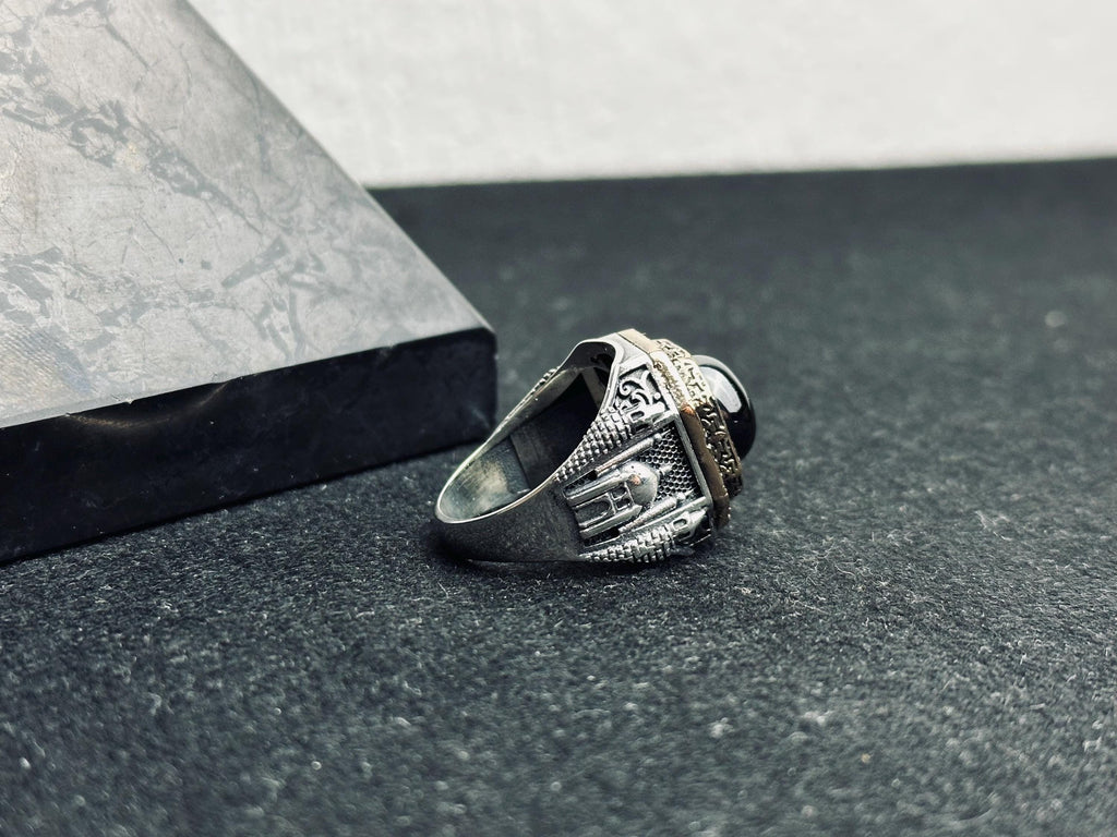 Onyx Statement Ring: Turkish Handmade Sterling Silver (Men's Size)
