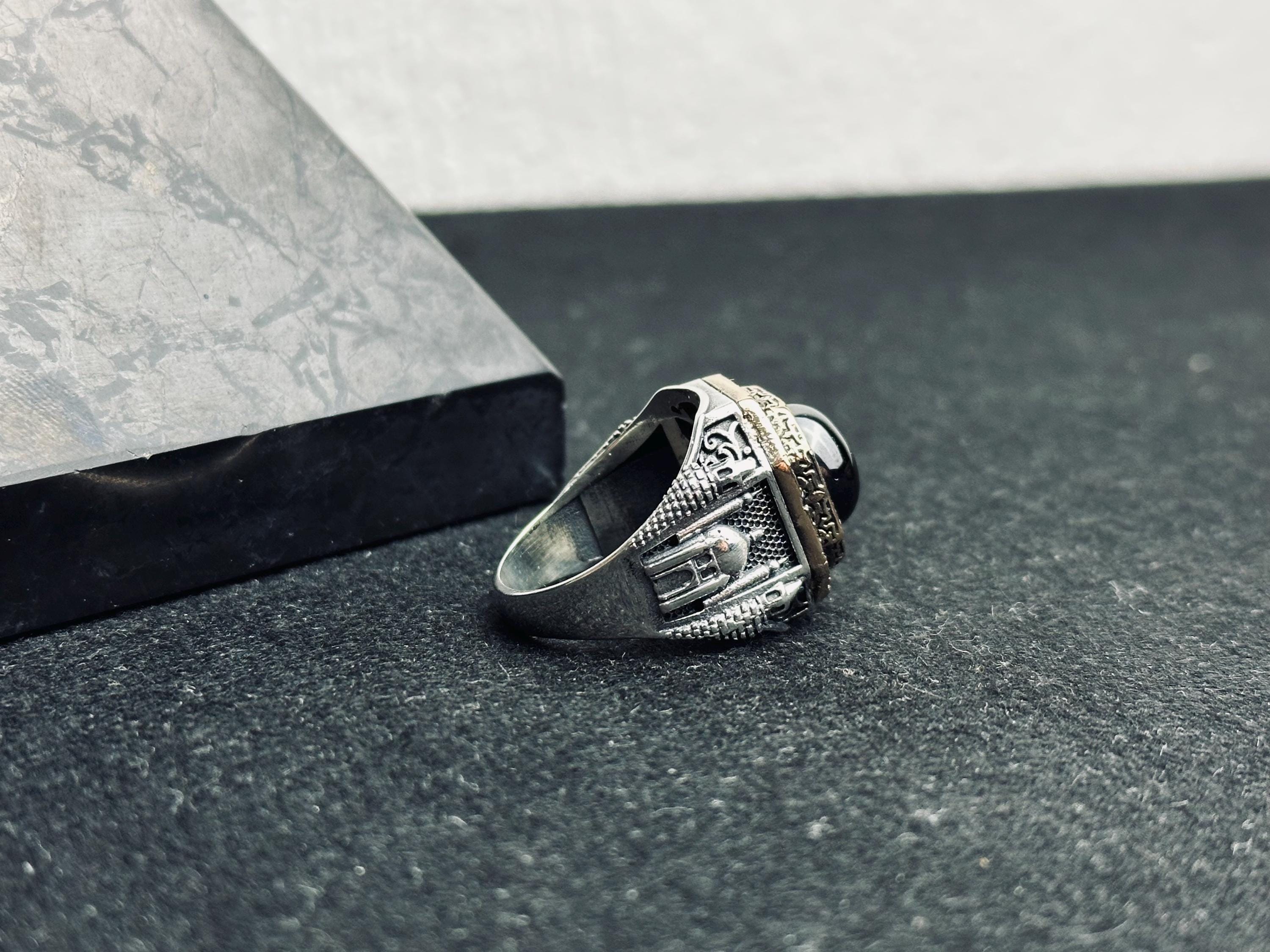 Onyx Statement Ring: Turkish Handmade Sterling Silver (Men's Size)