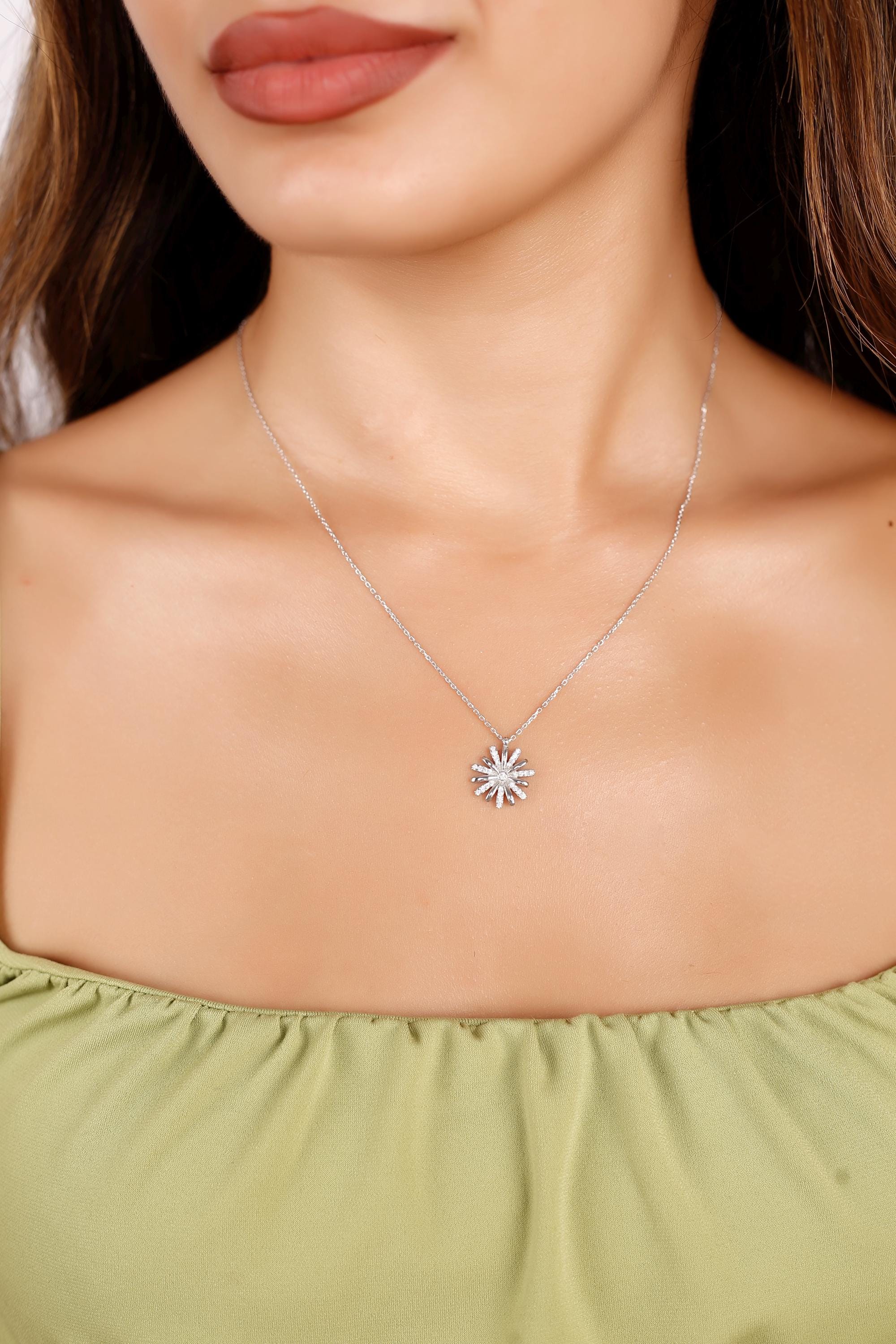 Mystic Topaz Starburst Necklace, 925 Sterling Silver Heart Cut Pendant, Cubic Zirconia Wedding Jewelry, Bridal Gift, Valentine’s Gift
